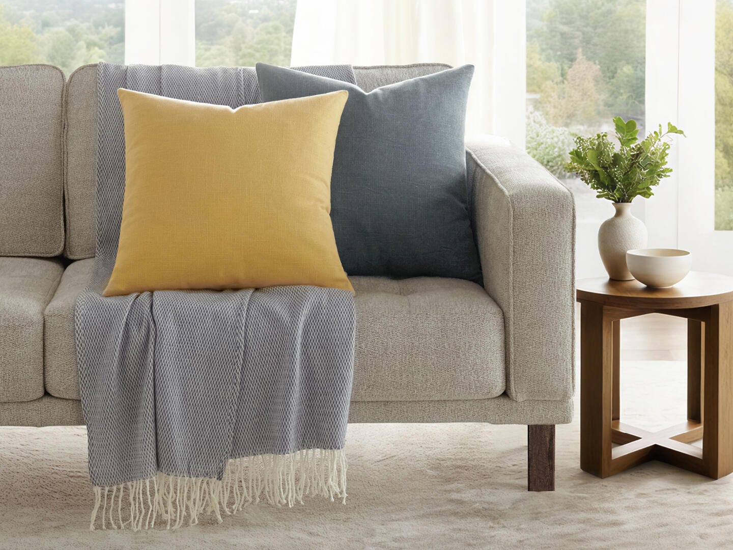 iEnjoy Home Distressed Decorative Throw Pillow, Mustard, large