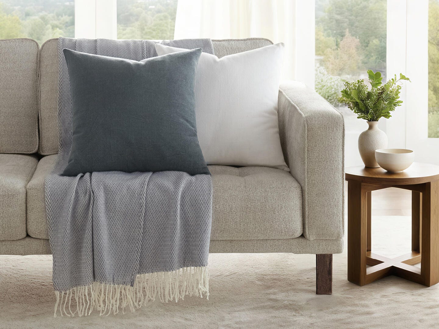 iEnjoy Home Distressed Decorative Throw Pillow, Navy, large