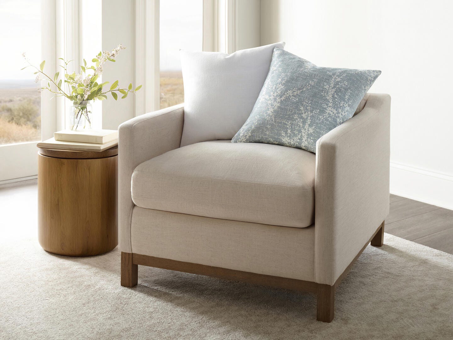 iEnjoy Home Willow Print Decorative Throw Pillow, Light Blue, rollover