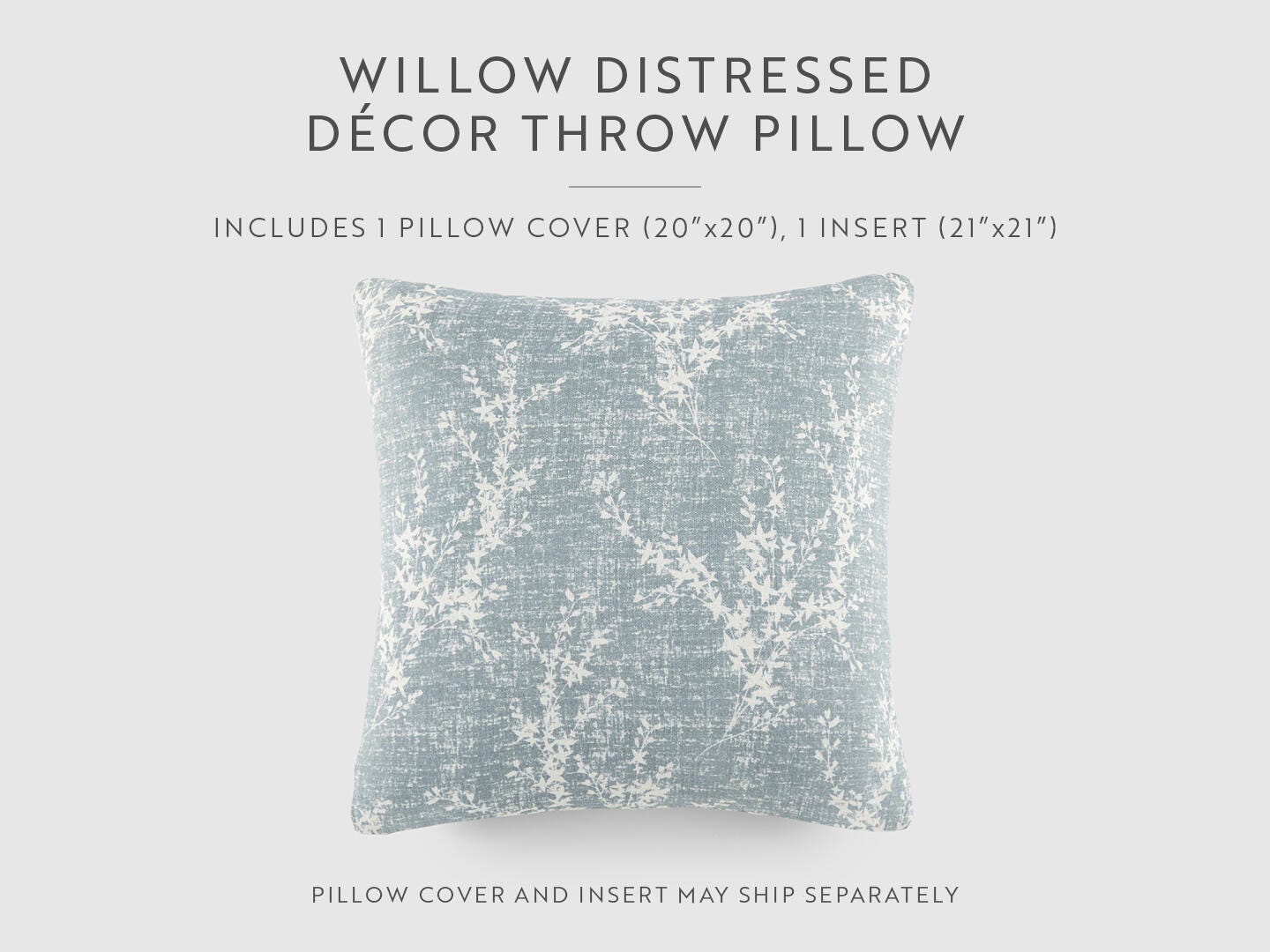 iEnjoy Home Willow Print Decorative Throw Pillow, Light Blue, large