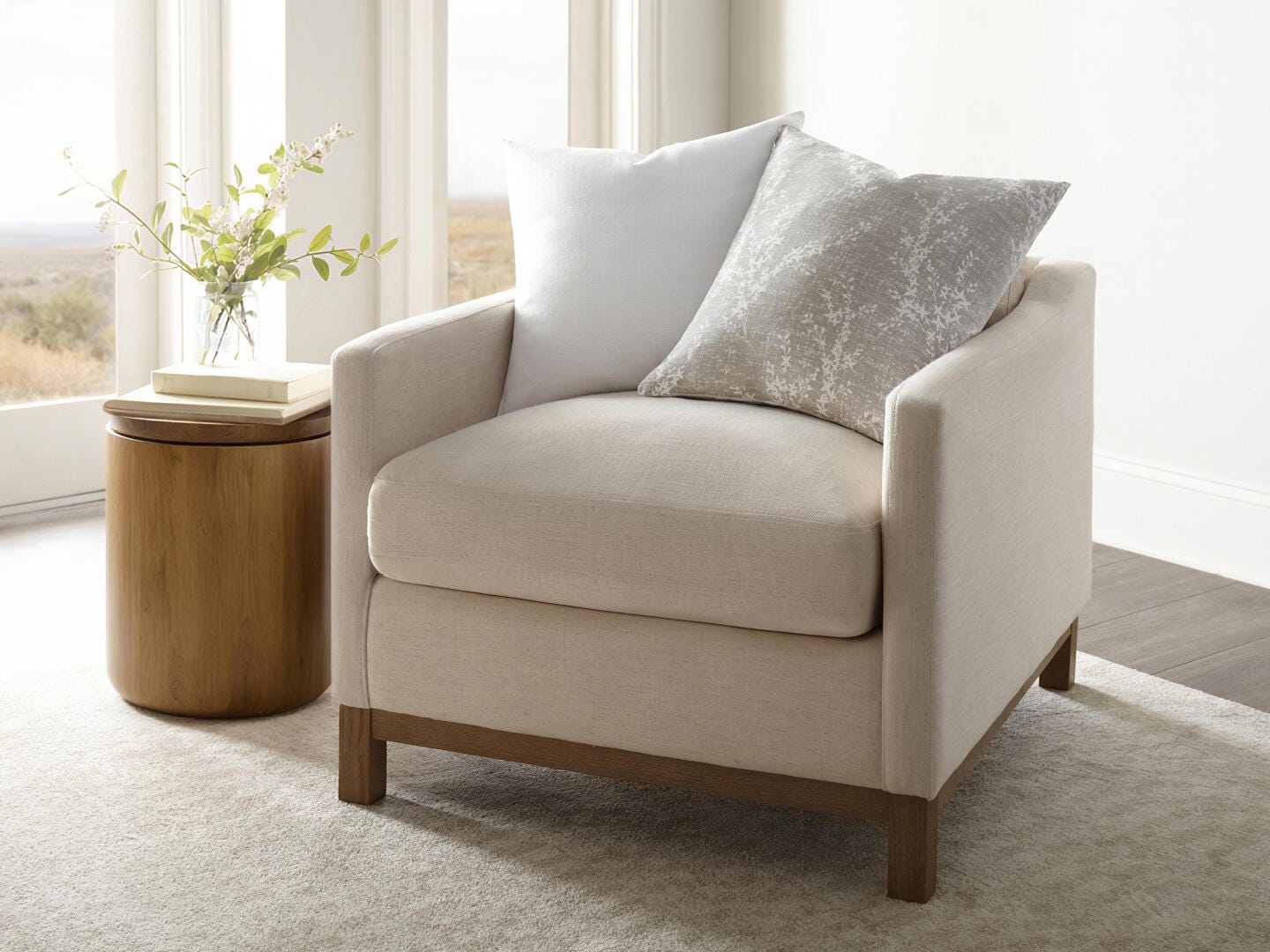 iEnjoy Home Willow Print Decorative Throw Pillow, Light Gray, rollover