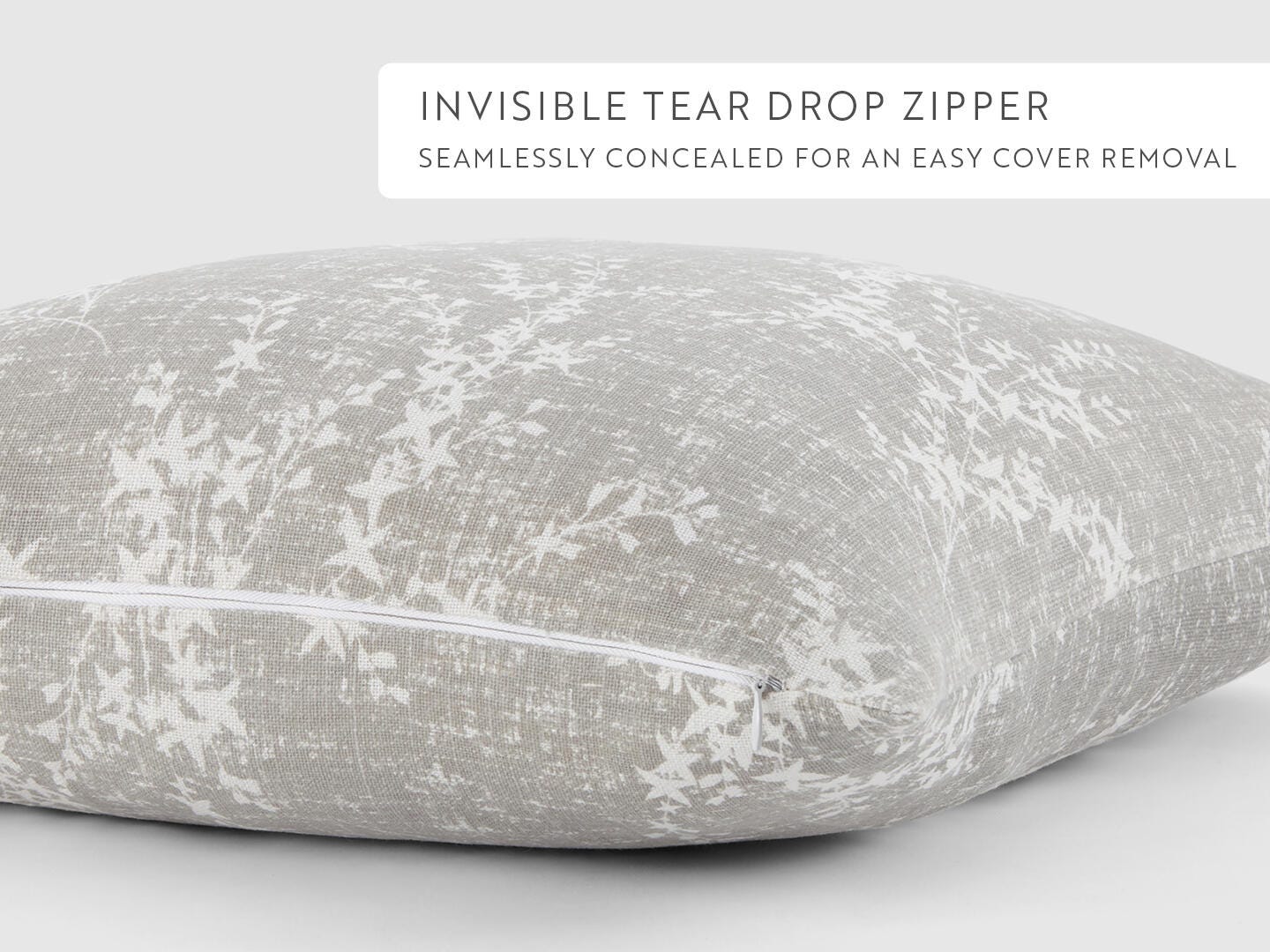iEnjoy Home Willow Print Decorative Throw Pillow, Light Gray, large