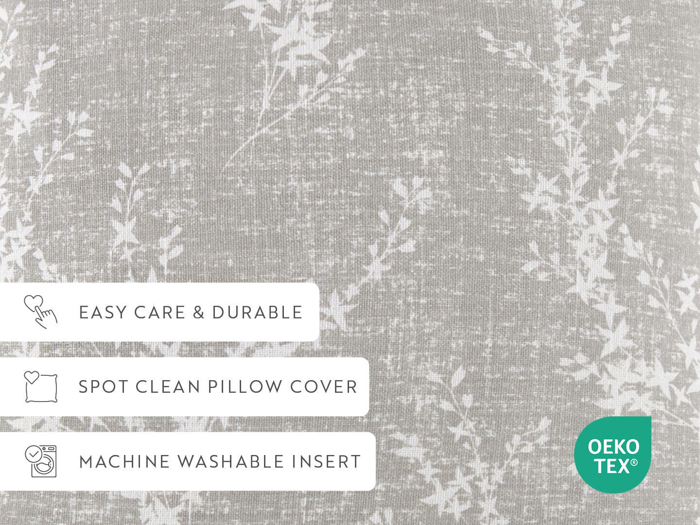 iEnjoy Home Willow Print Decorative Throw Pillow, Light Gray, large