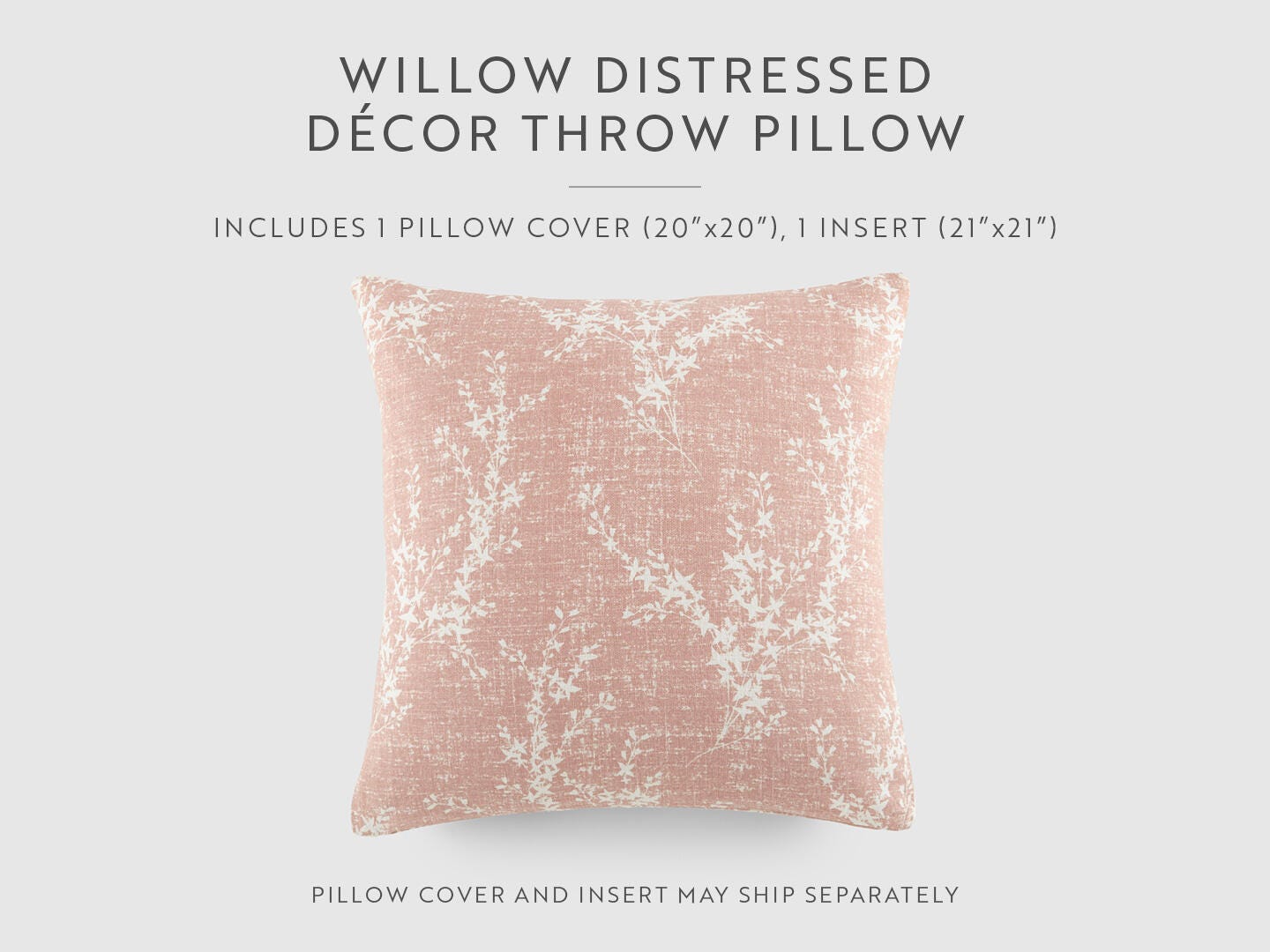 iEnjoy Home Willow Print Decorative Throw Pillow, Rose, large