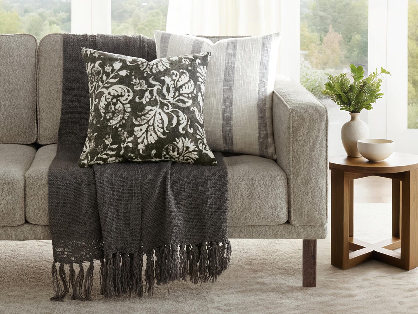 iEnjoy Home Wide Striped Decorative Throw Pillow, , large