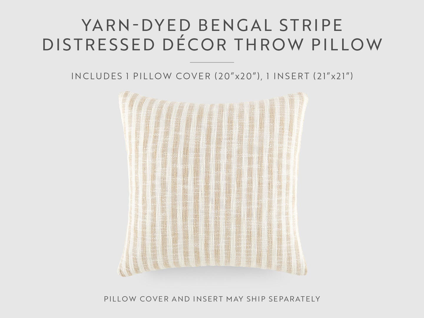 iEnjoy Home Striped Decorative Throw Pillow, Natural, large