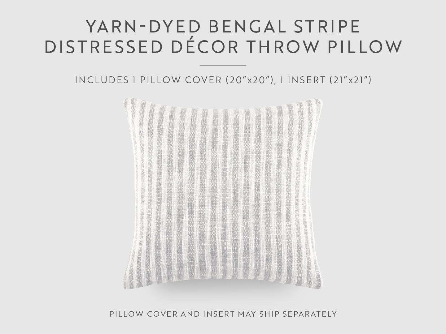 iEnjoy Home Striped Decorative Throw Pillow, Gray, large