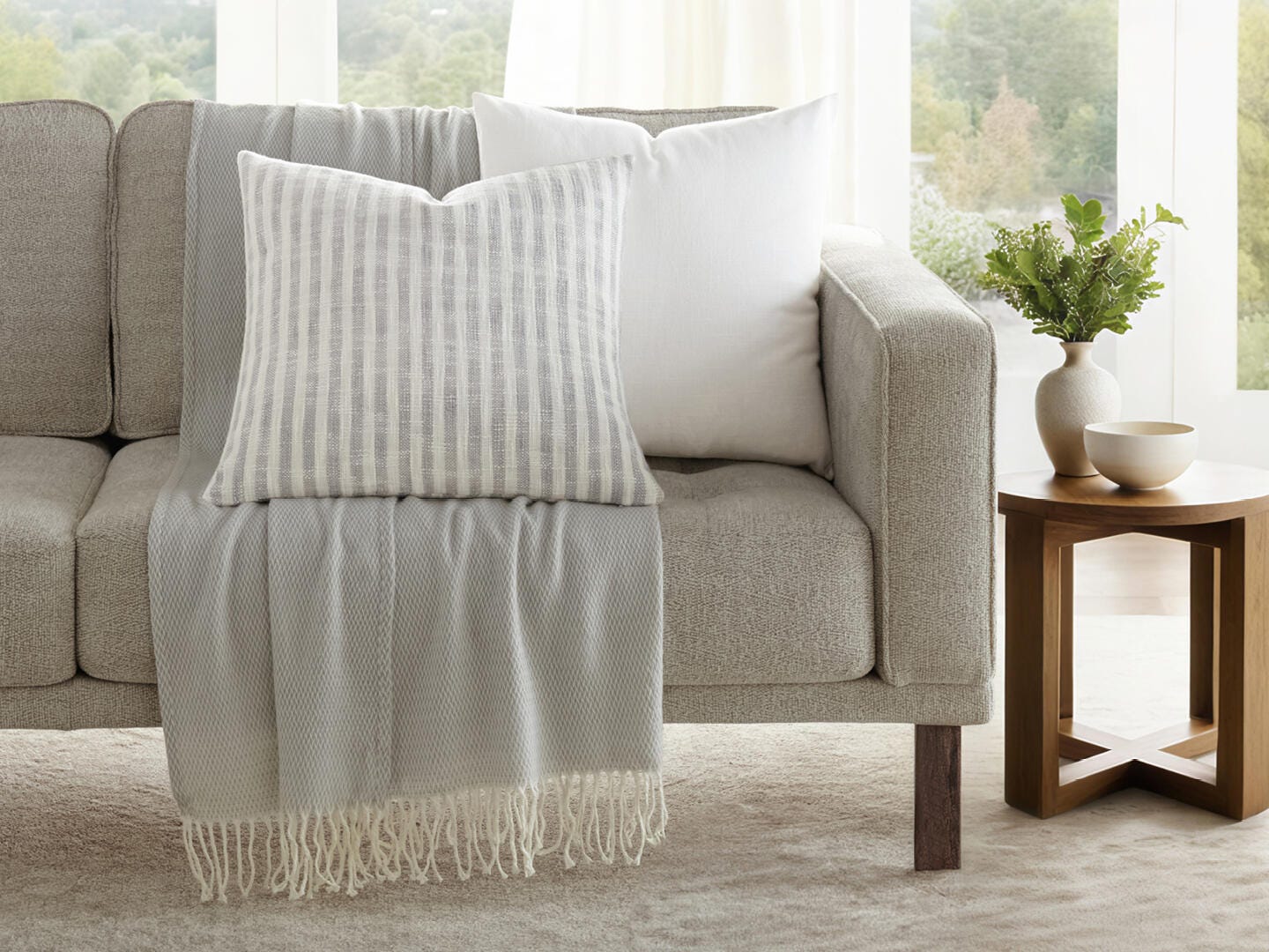iEnjoy Home Striped Decorative Throw Pillow, Gray, large