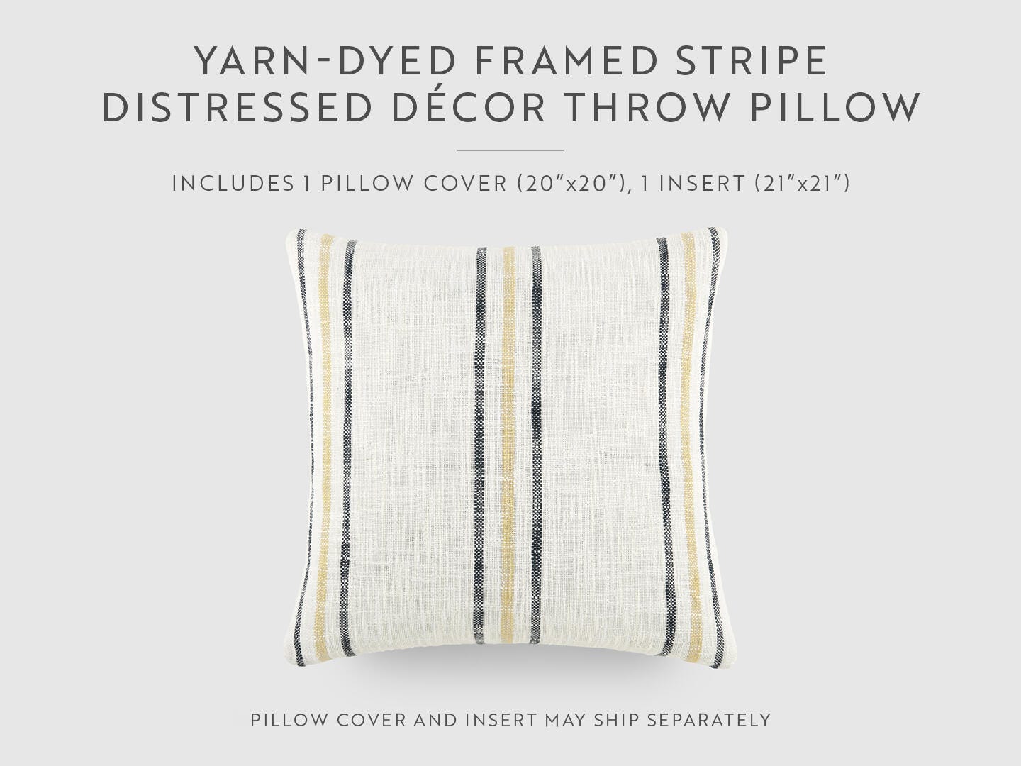 iEnjoy Home Triple Striped Decorative Throw Pillow, Mustard, large