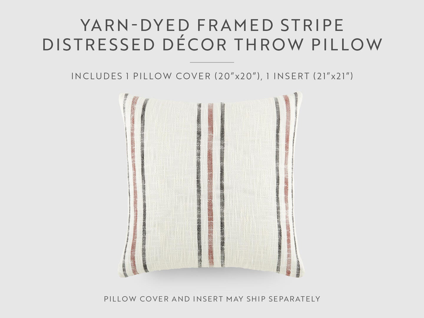 iEnjoy Home Triple Striped Decorative Throw Pillow, Terracotta, large