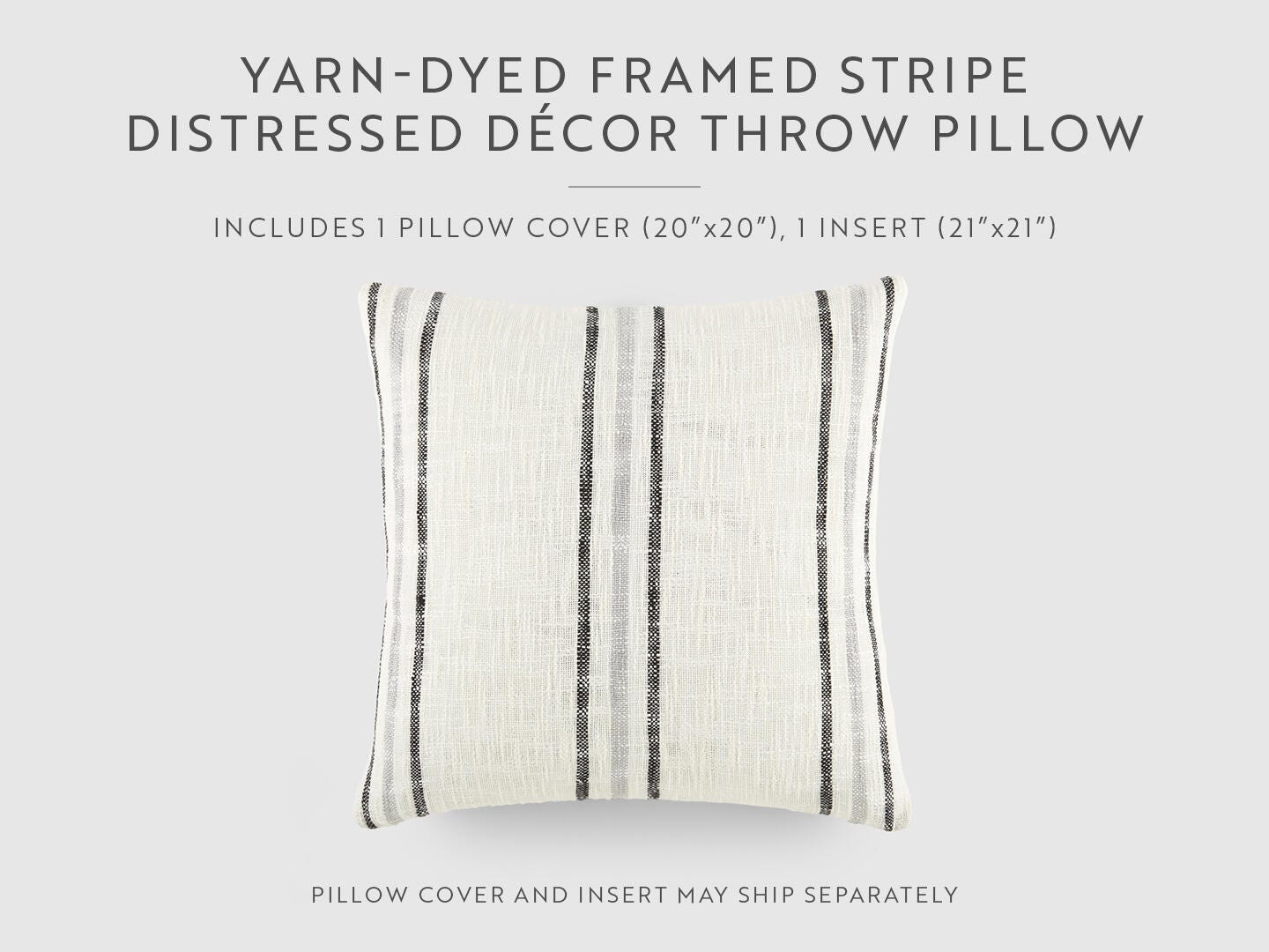 iEnjoy Home Triple Striped Decorative Throw Pillow, Gray, large