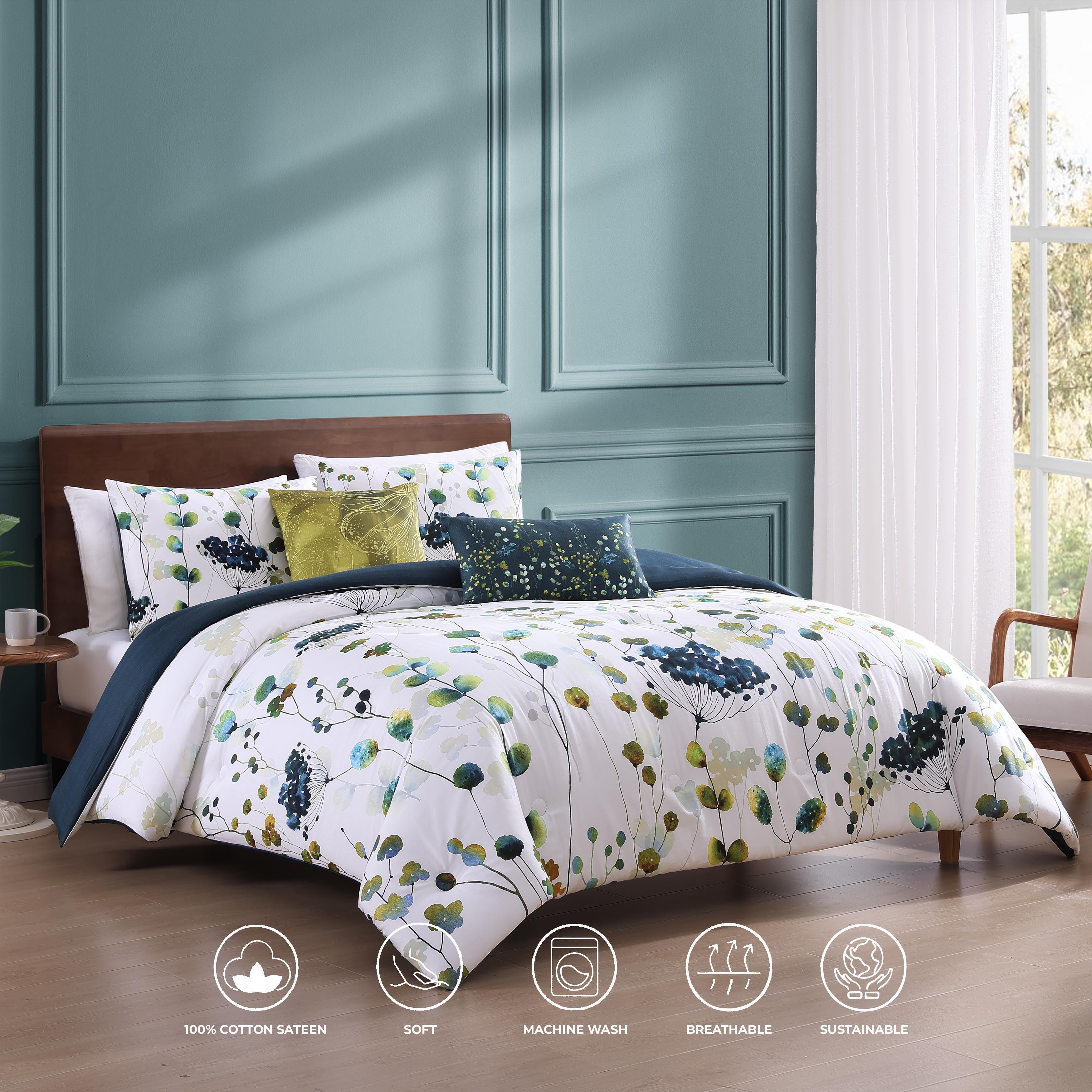 Bebejan® Abstract Vines 5 Piece Reversible Comforter Set, Blue, large