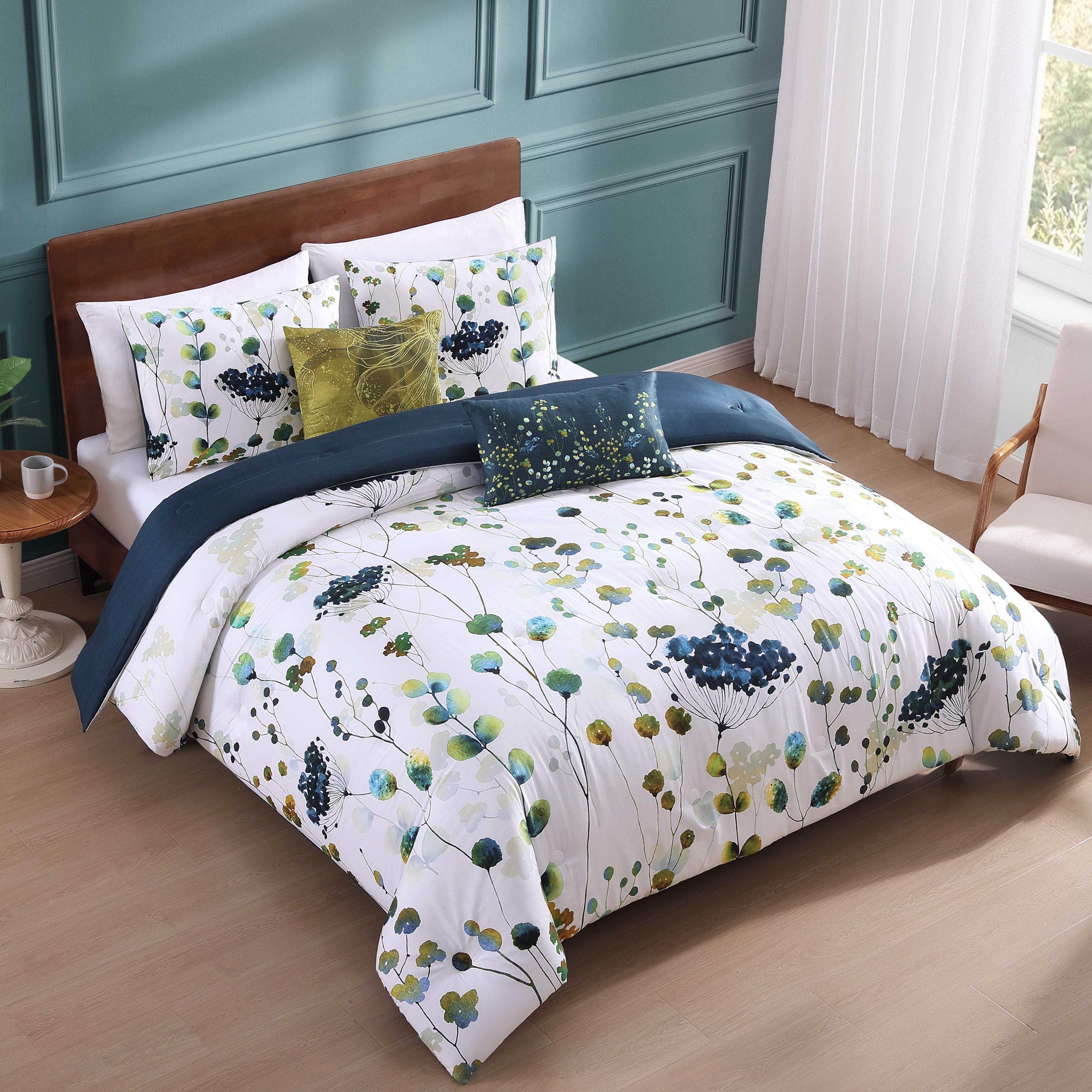 Bebejan&reg; Abstract Vines 5 Piece Reversible Comforter Set, Blue, large