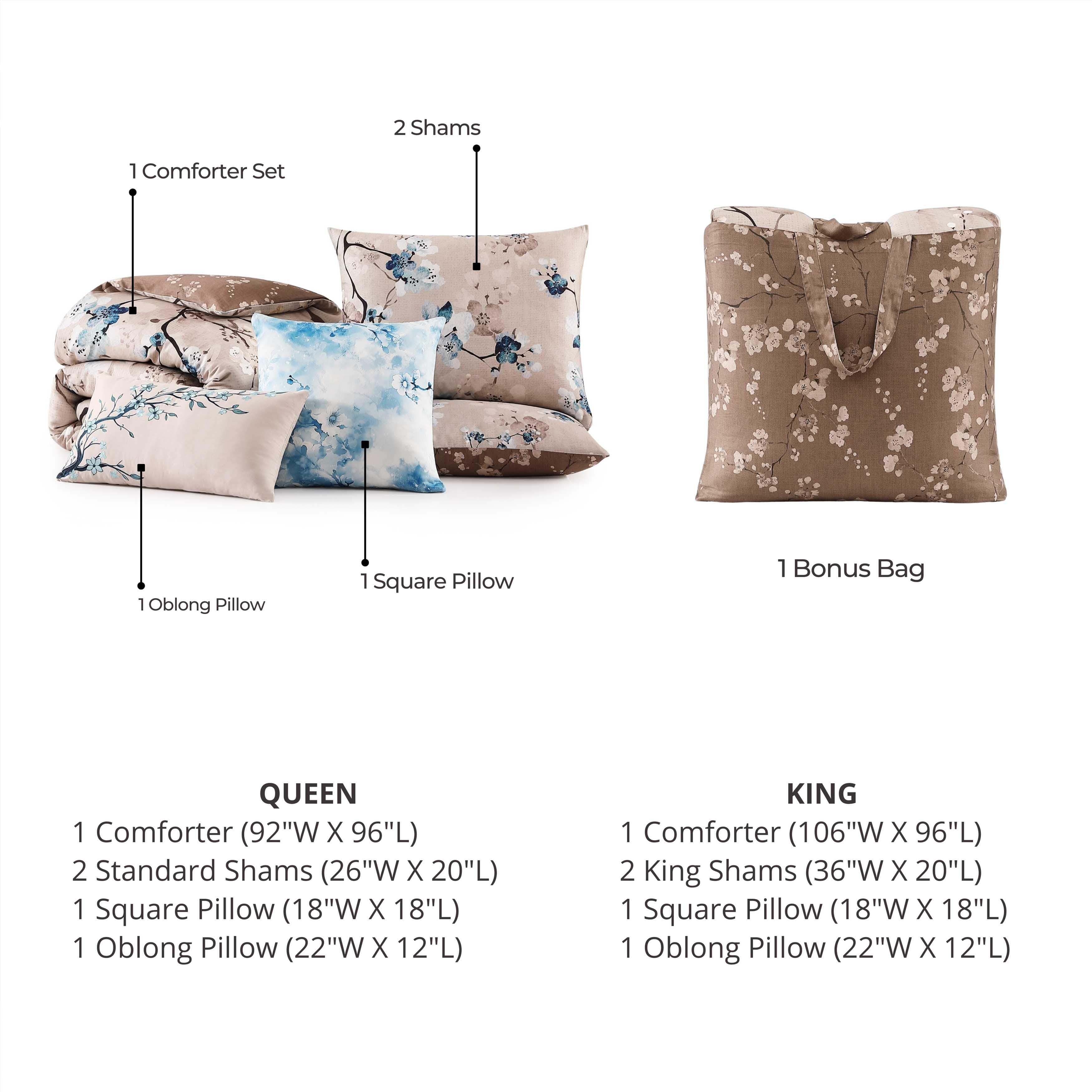 Bebejan® Blue Blossom 5 Piece Reversible Comforter Set, Taupe, large