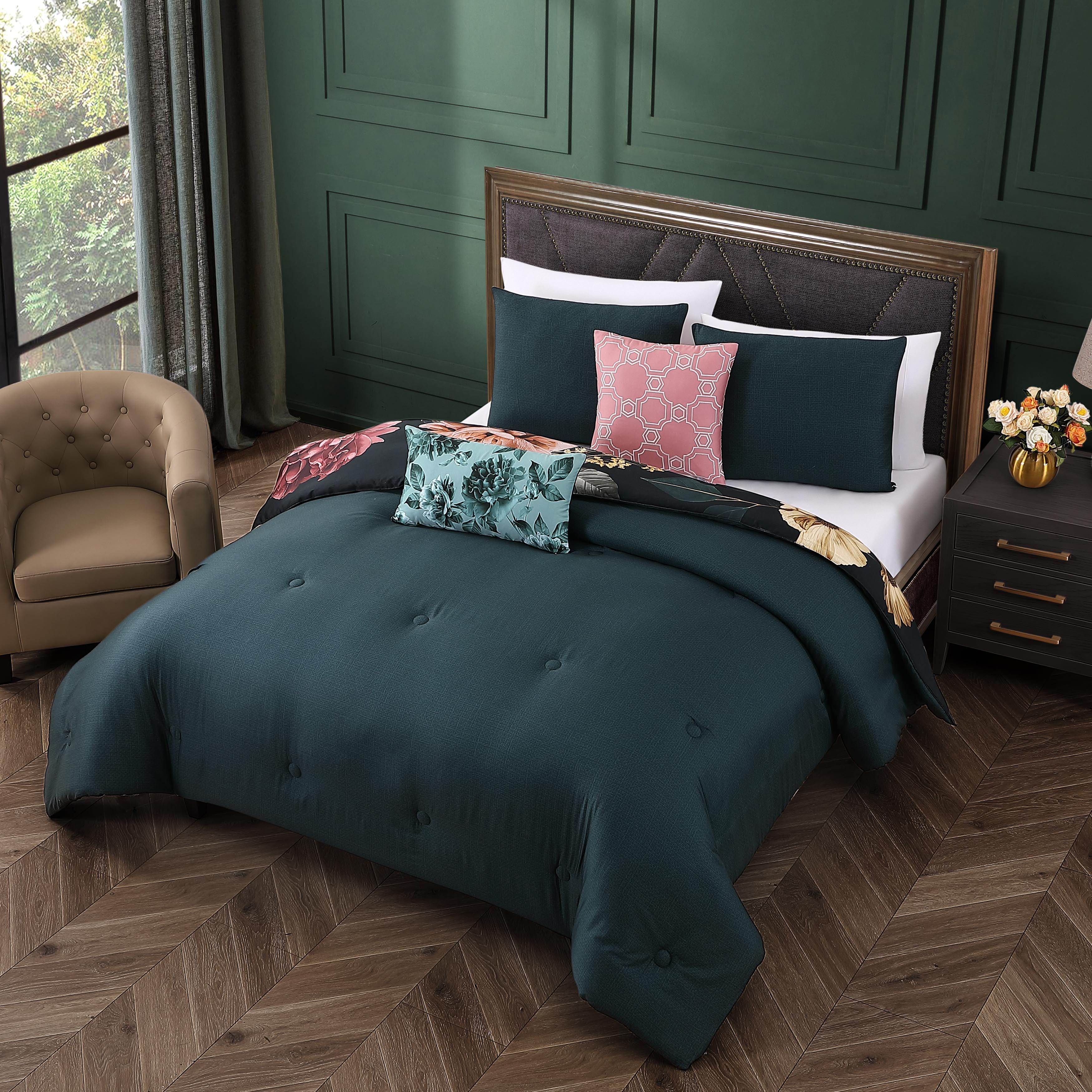 Bebejan® Botanical Birds 5 Piece Reversible Comforter Set, Black, large