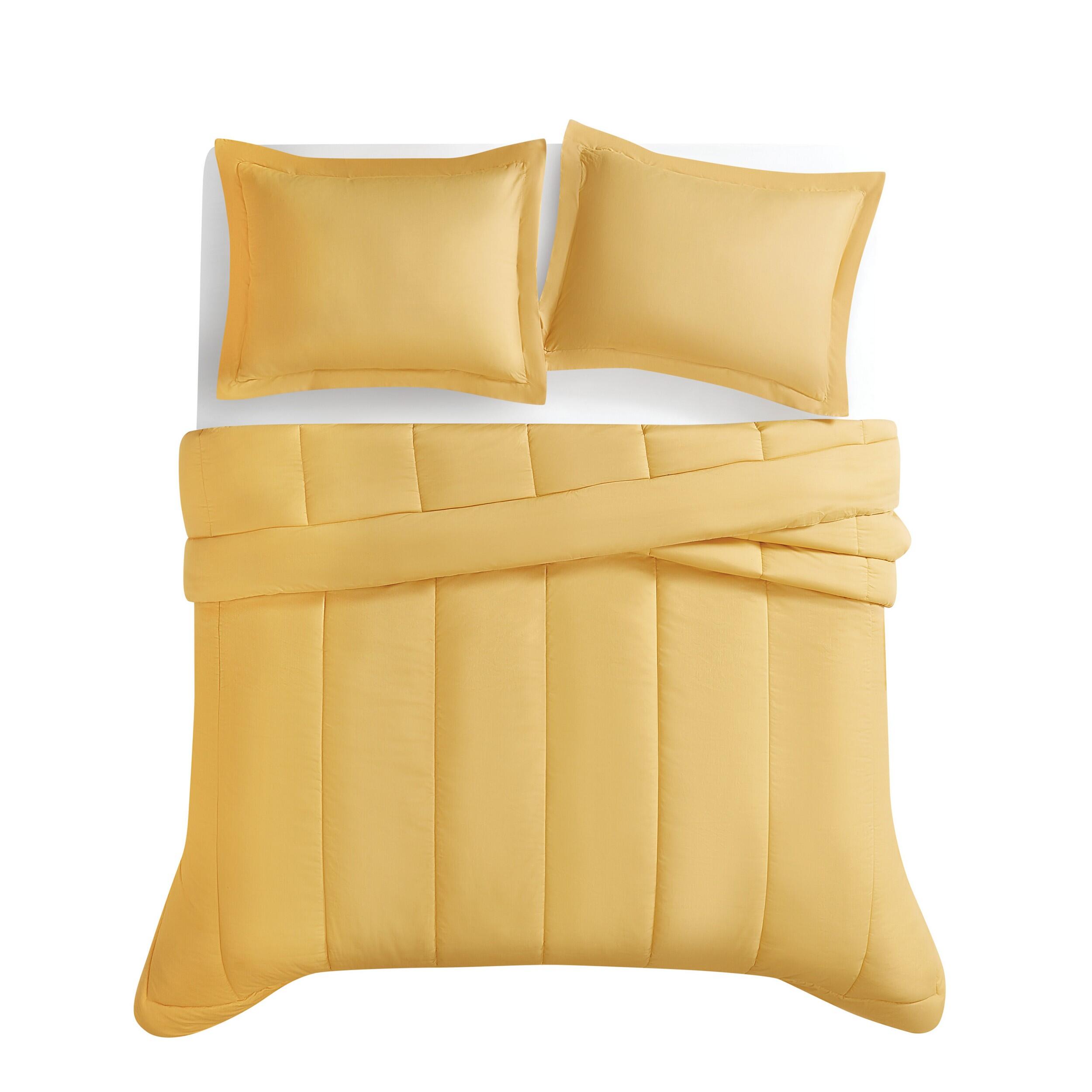 Brooklyn Loom 3-Piece King Comforter Set, Mustard Yellow, large