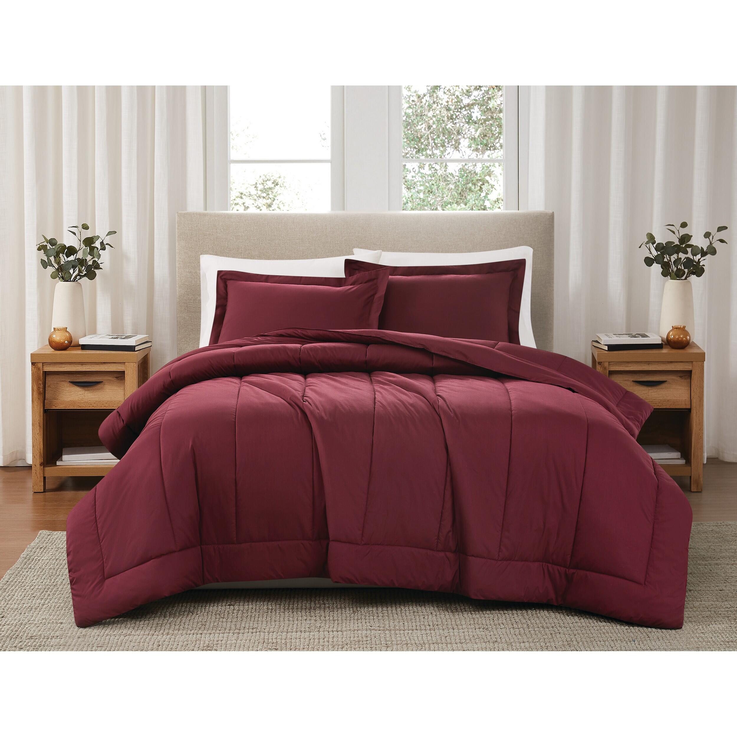 Brooklyn Loom 3-Piece King Comforter Set, Burgundy, rollover
