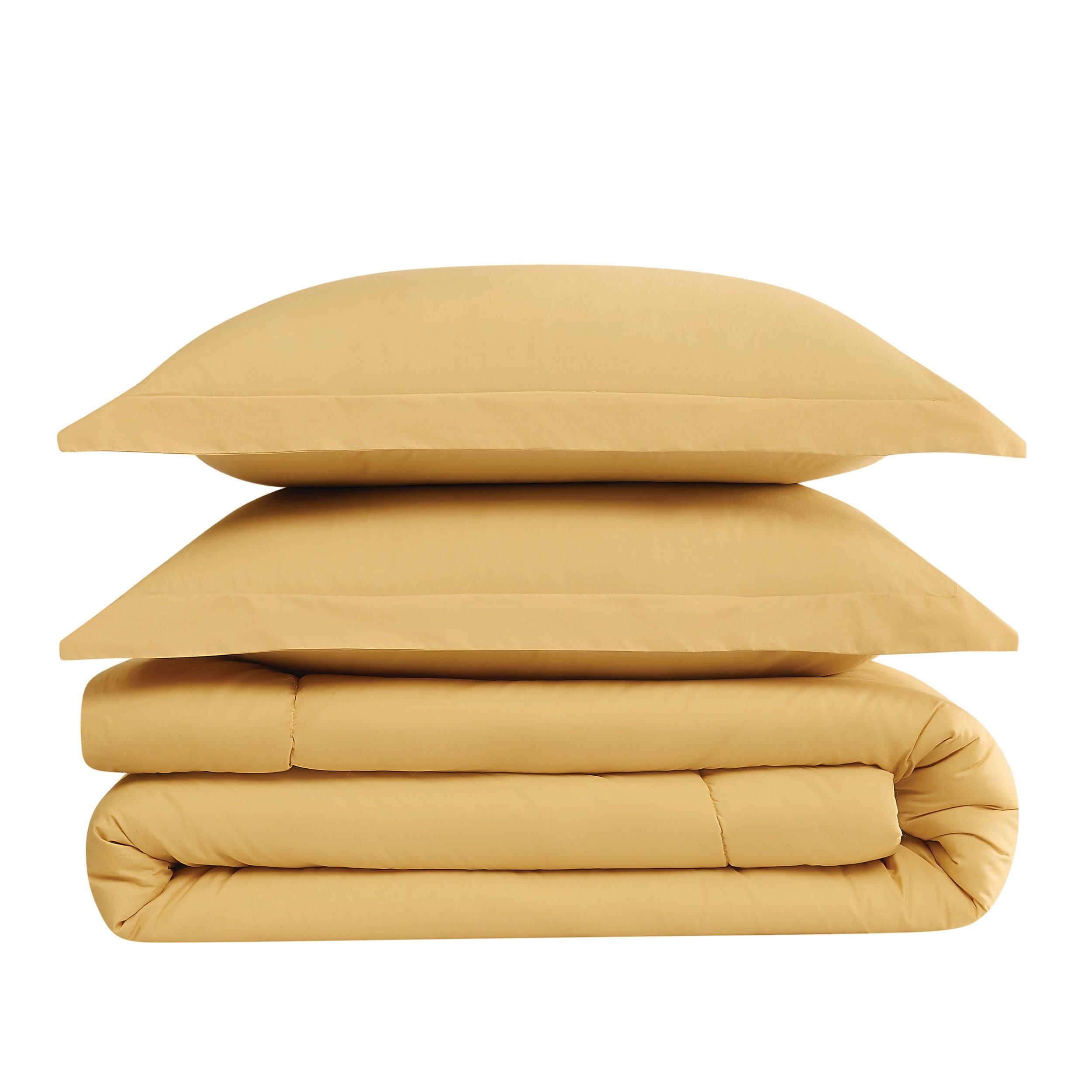 Brooklyn Loom 3-Piece Full/Queen Comforter Set, Mustard Yellow, large