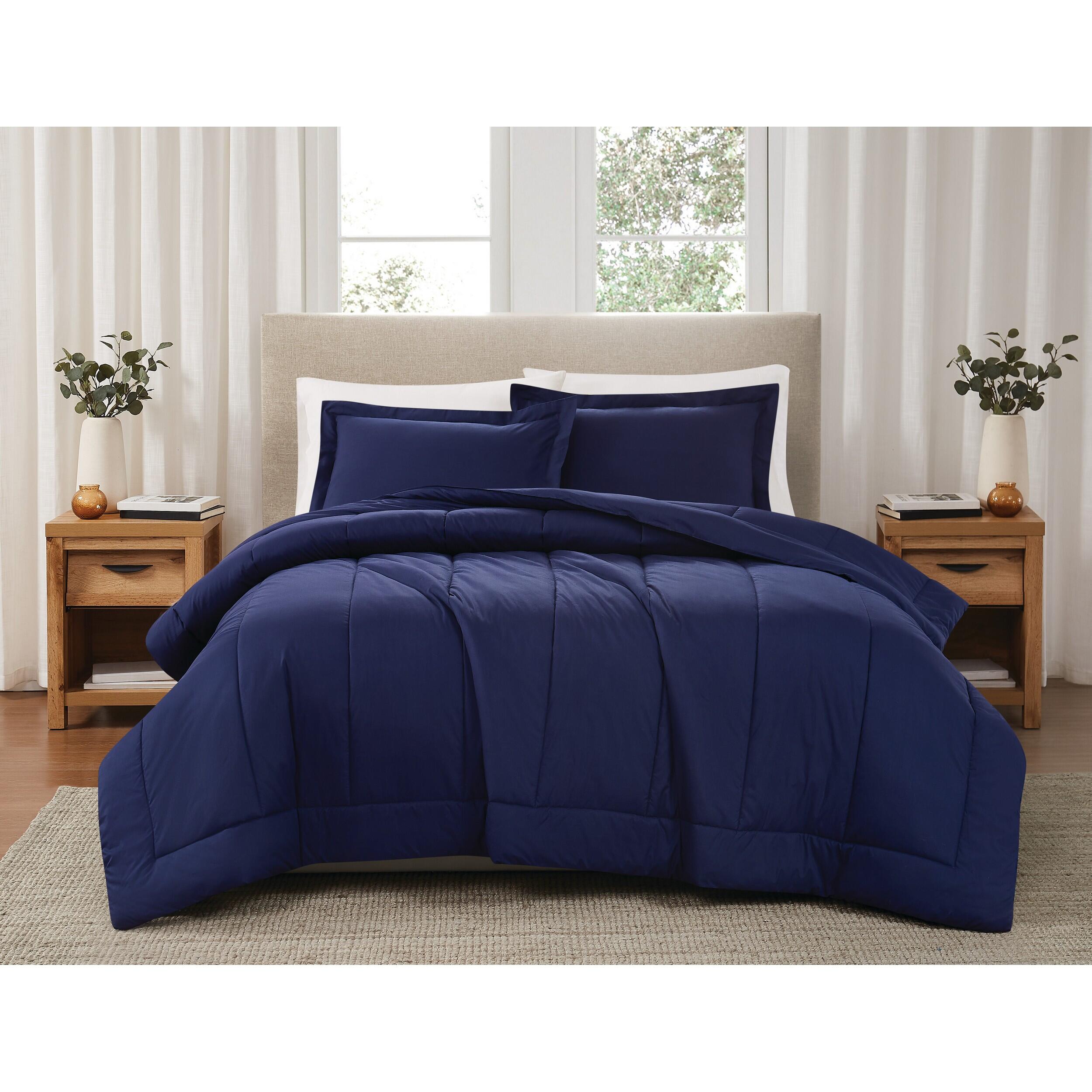 Brooklyn Loom 3-Piece Full/Queen Comforter Set, Navy, rollover