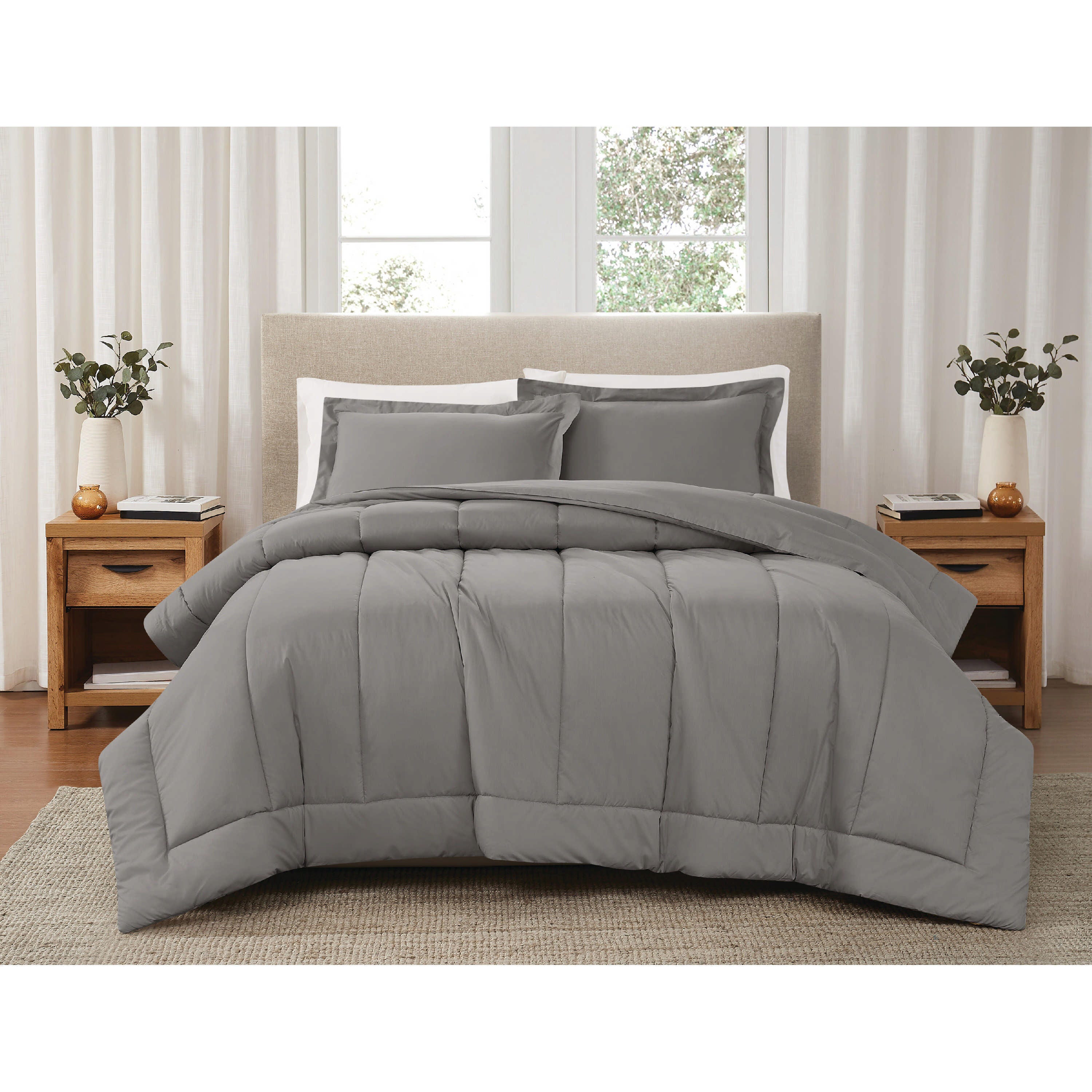 Brooklyn Loom 3-Piece Full/Queen Comforter Set, Gray, rollover