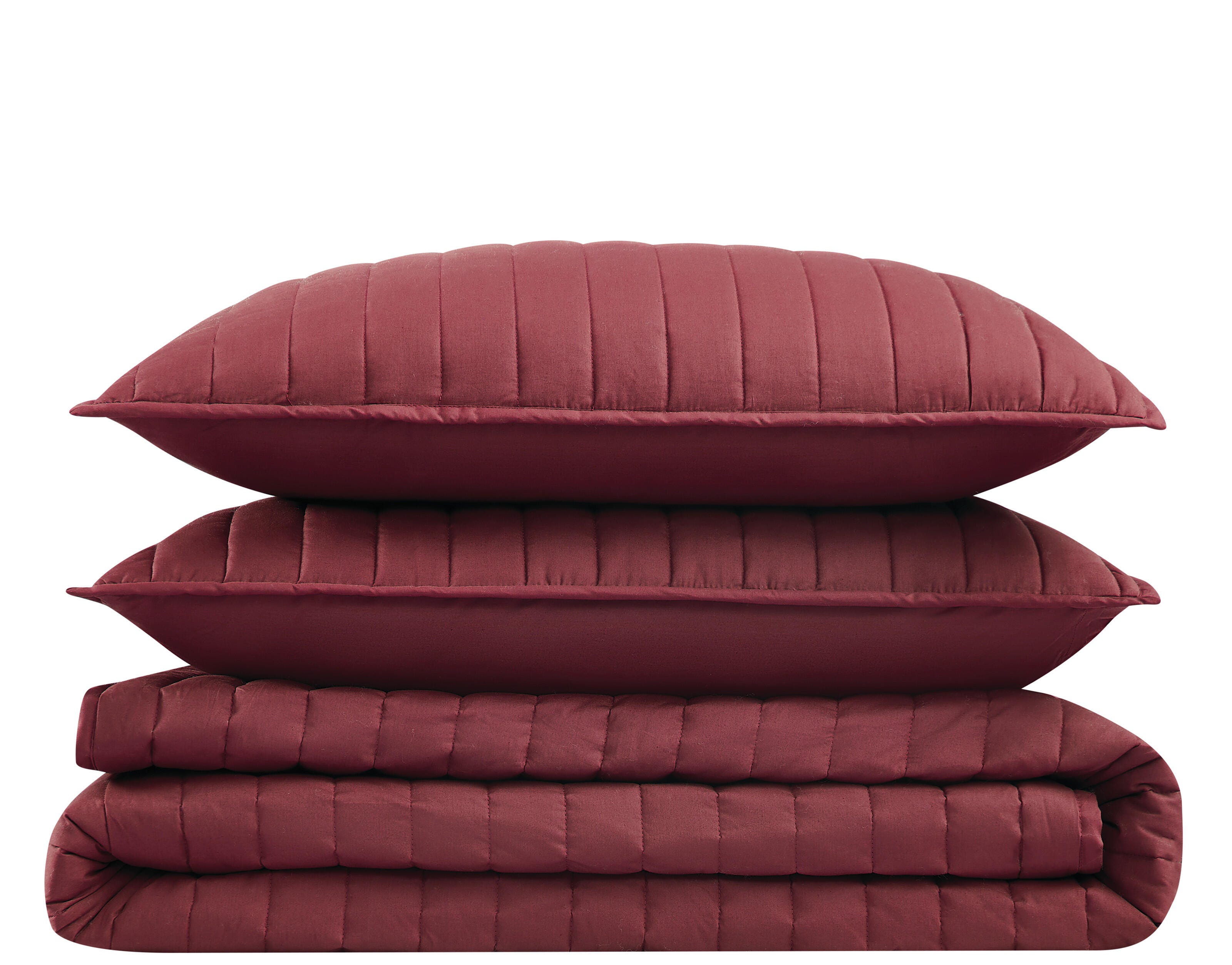 Brooklyn Loom 3-Piece King Quilt Set, Burgundy, large