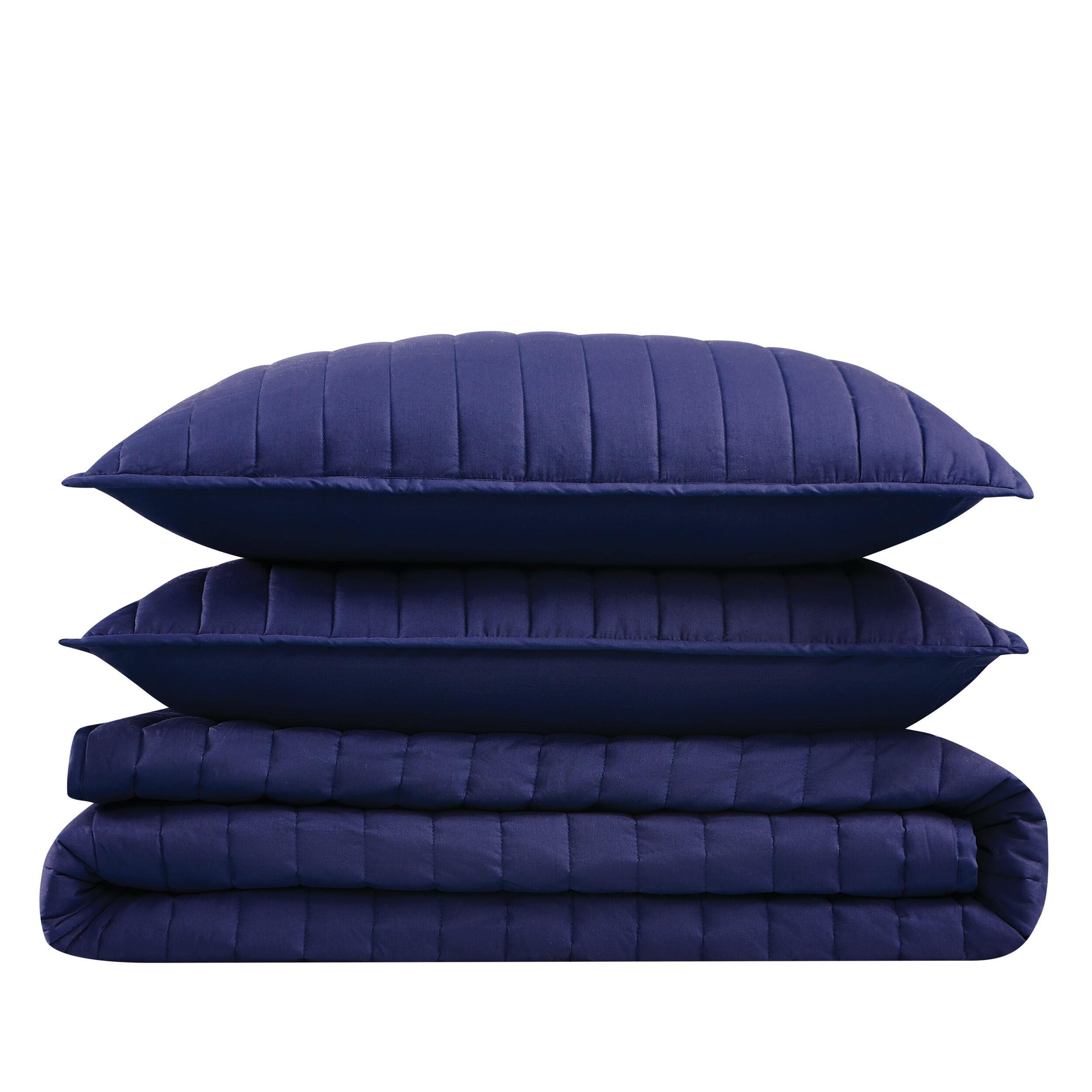 Brooklyn Loom 3-Piece Full/Queen Quilt Set, Navy, large