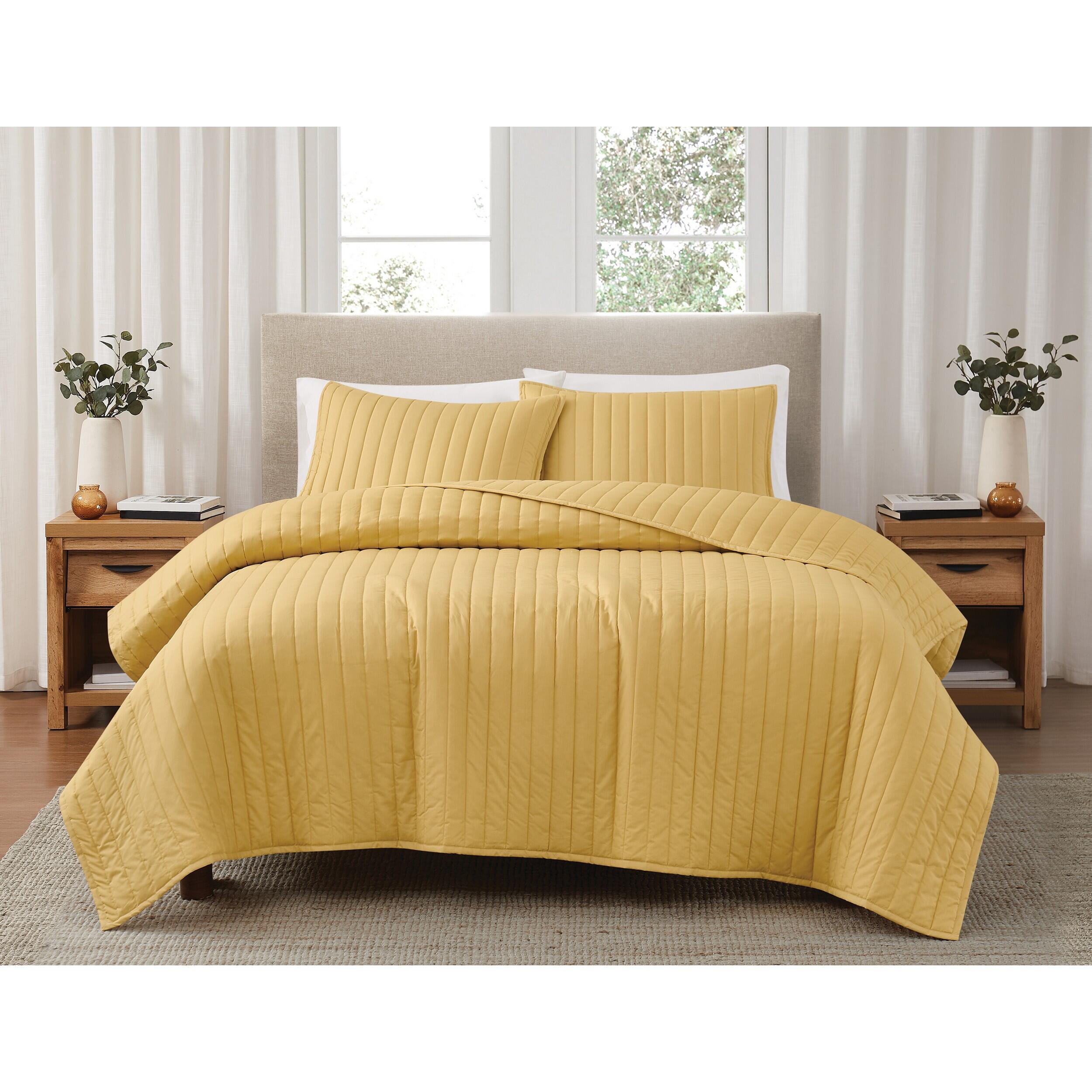 Brooklyn Loom 3-Piece King Quilt Set, Mustard Yellow, rollover