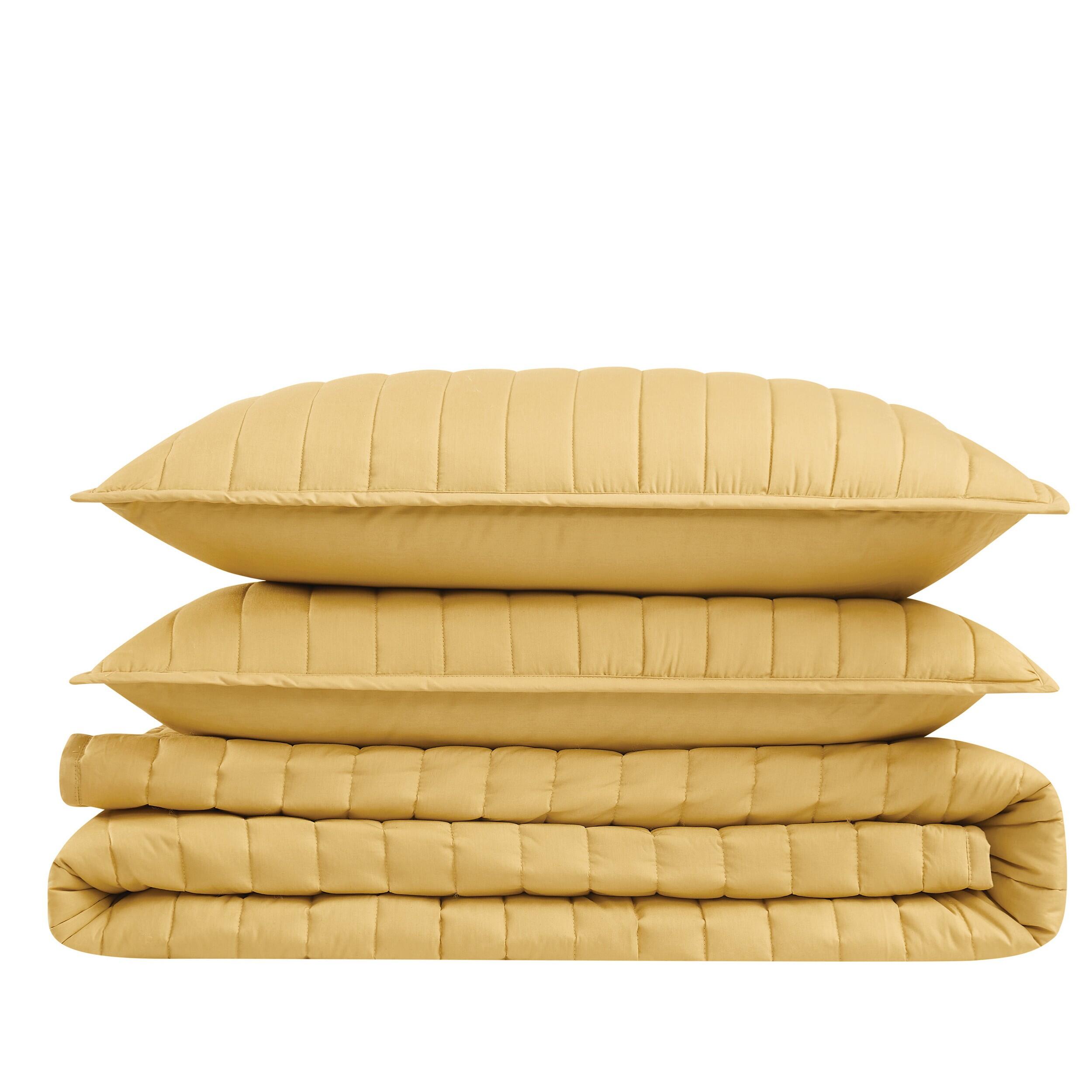 Brooklyn Loom 3-Piece King Quilt Set, Mustard Yellow, large