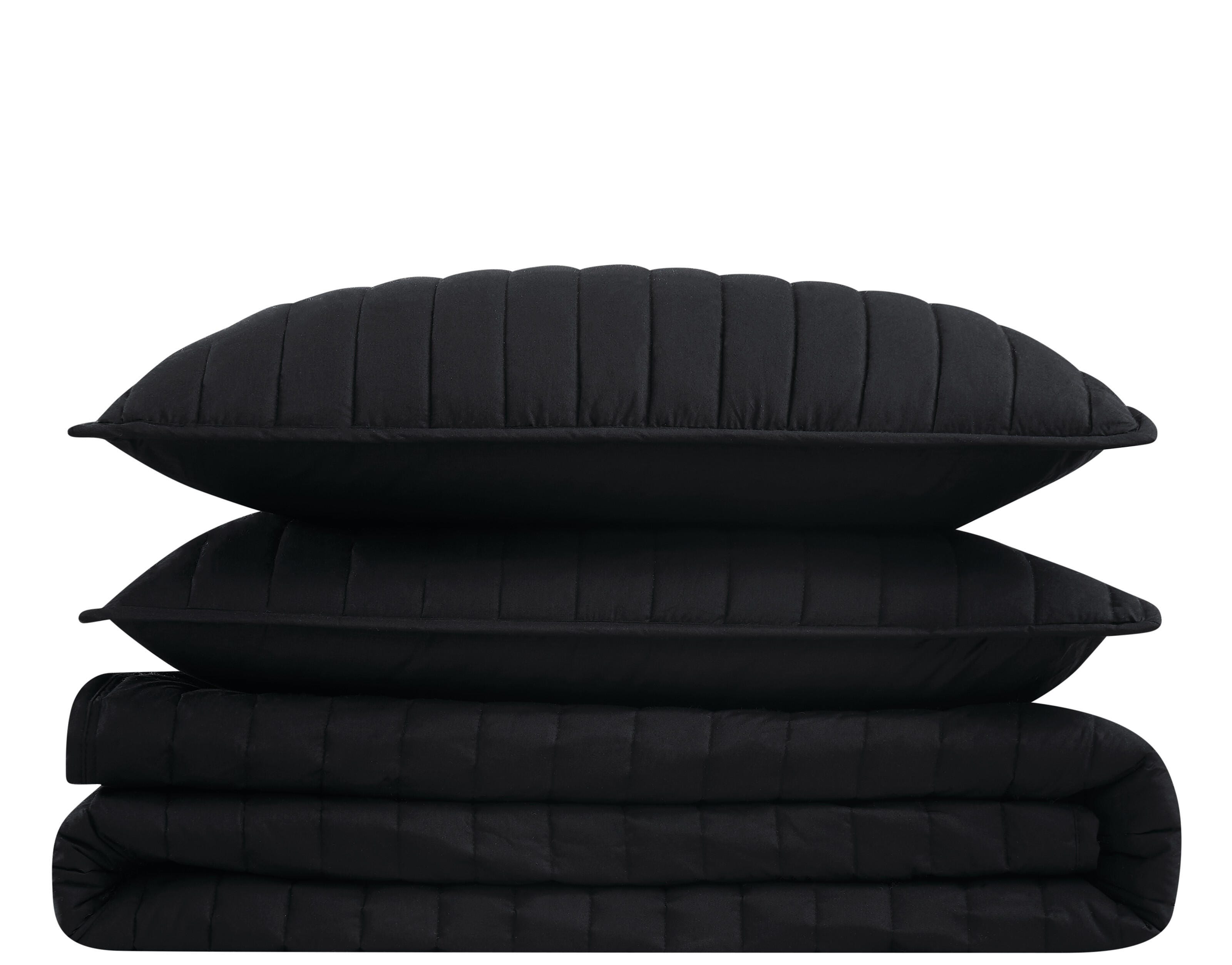 Brooklyn Loom 3-Piece Full/Queen Quilt Set, Black, large