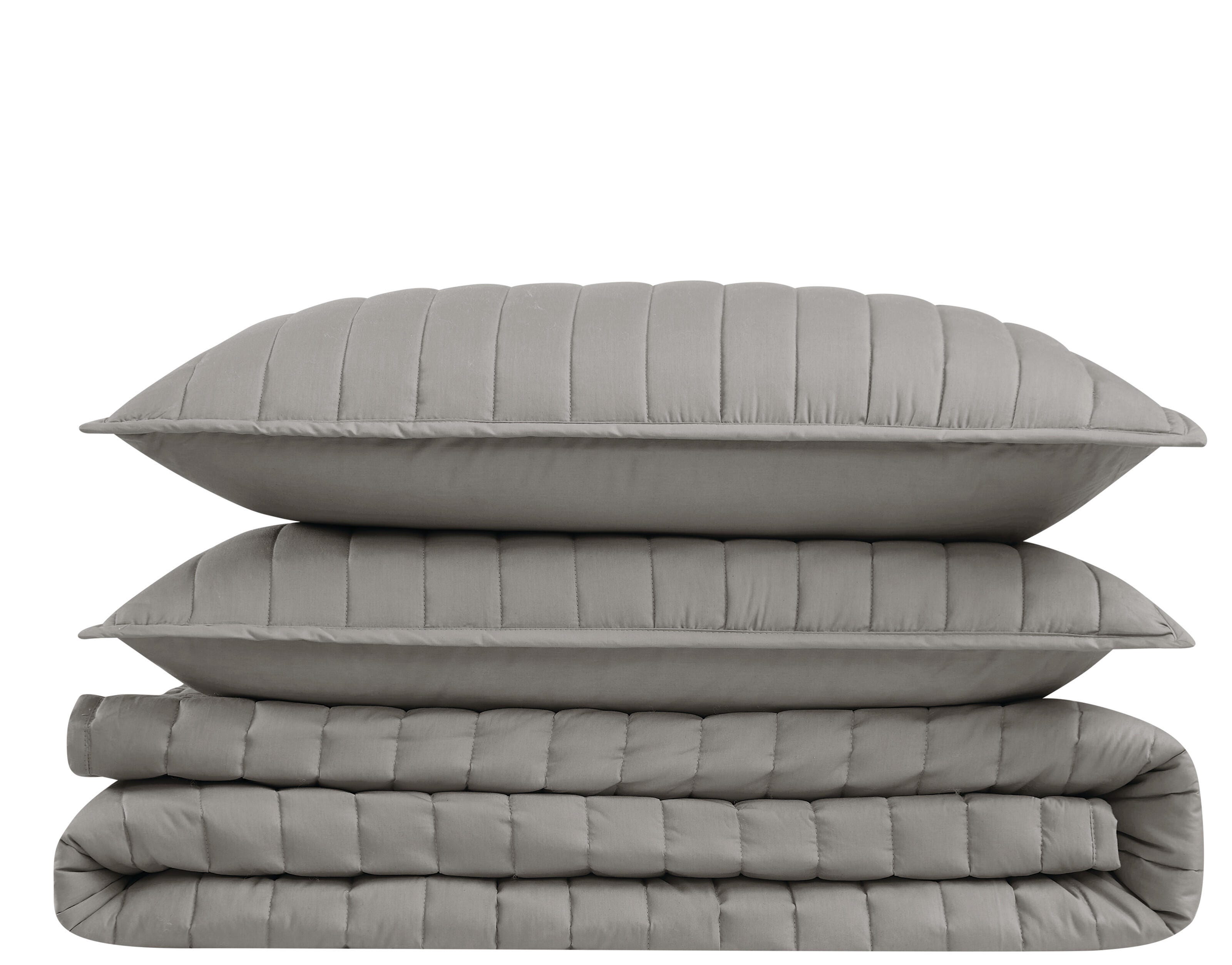 Brooklyn Loom 3-Piece Full/Queen Quilt Set, Gray, large