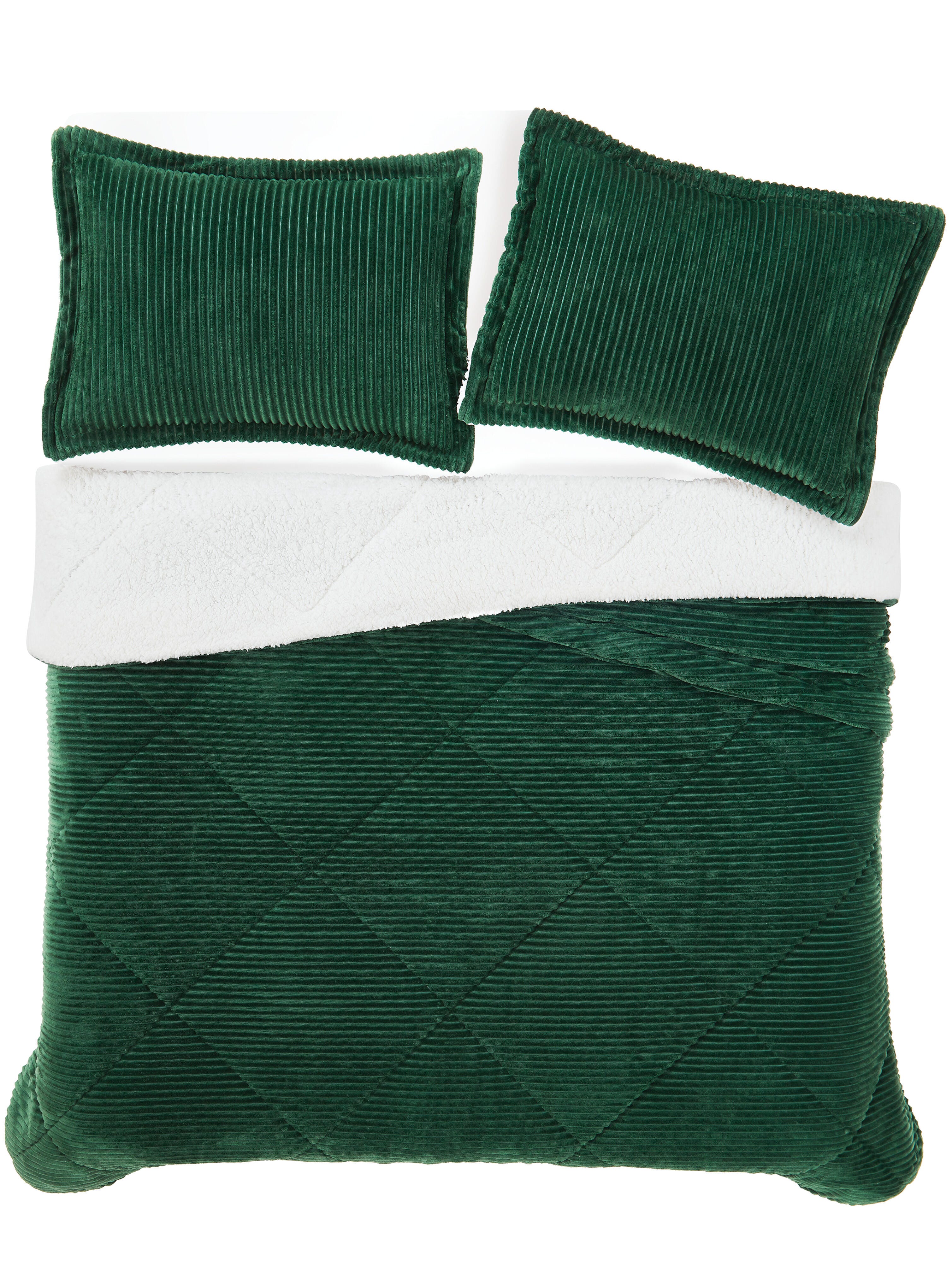 Brooklyn Loom Corduroy Plush 3-Piece King Comforter Set, Green, large