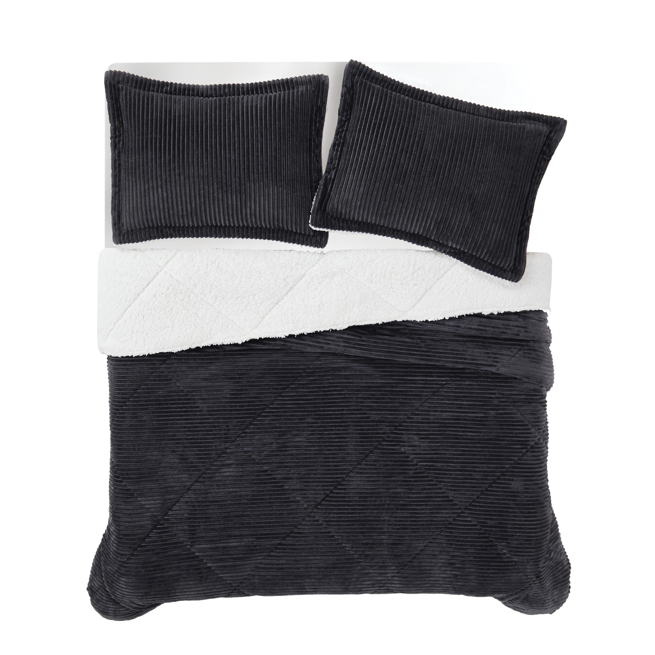 Brooklyn Loom Corduroy Plush 2-Piece Twin Comforter Set, Gray, large