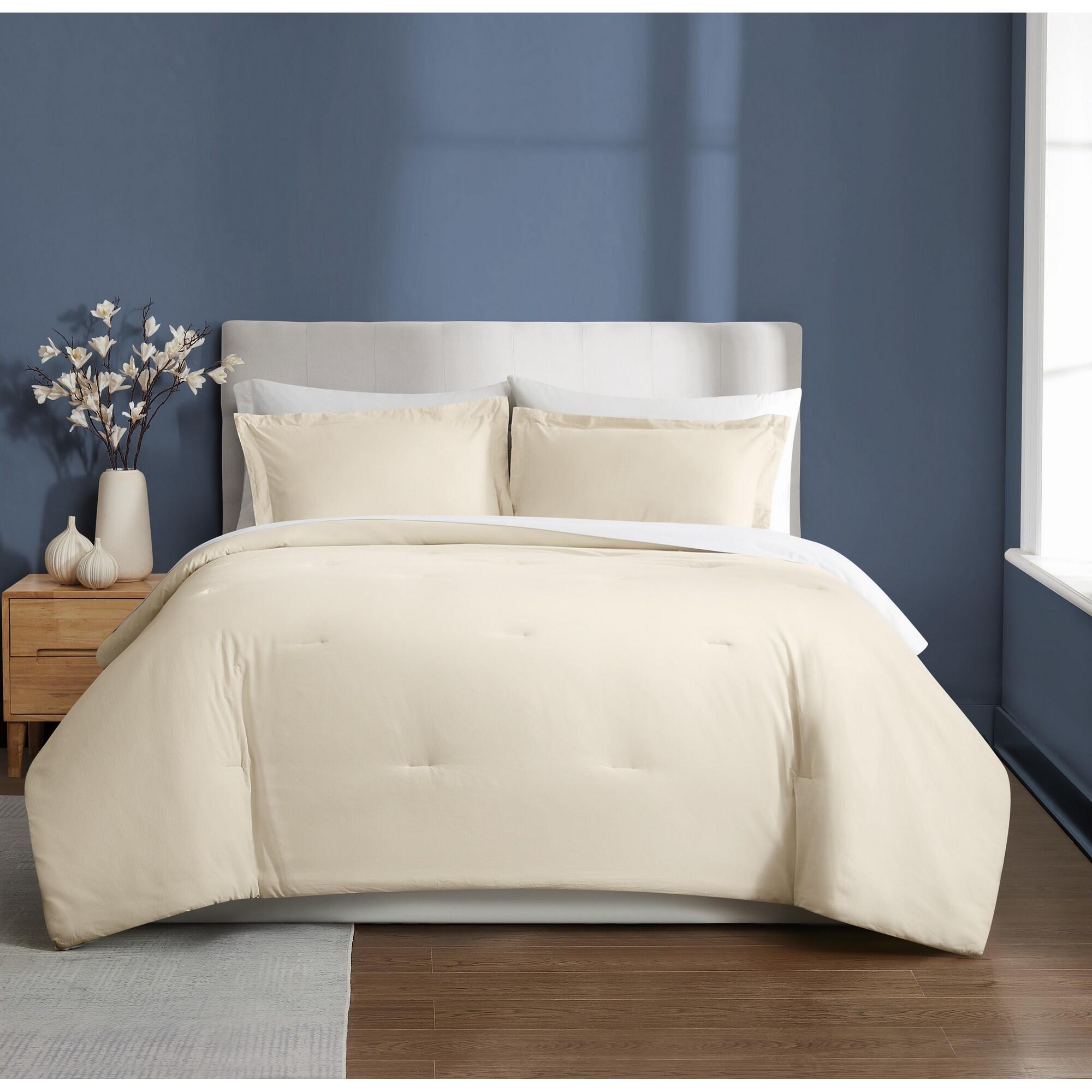 Brooklyn Loom Essential 3-Piece Full/Queen Comforter Set, Natural, large