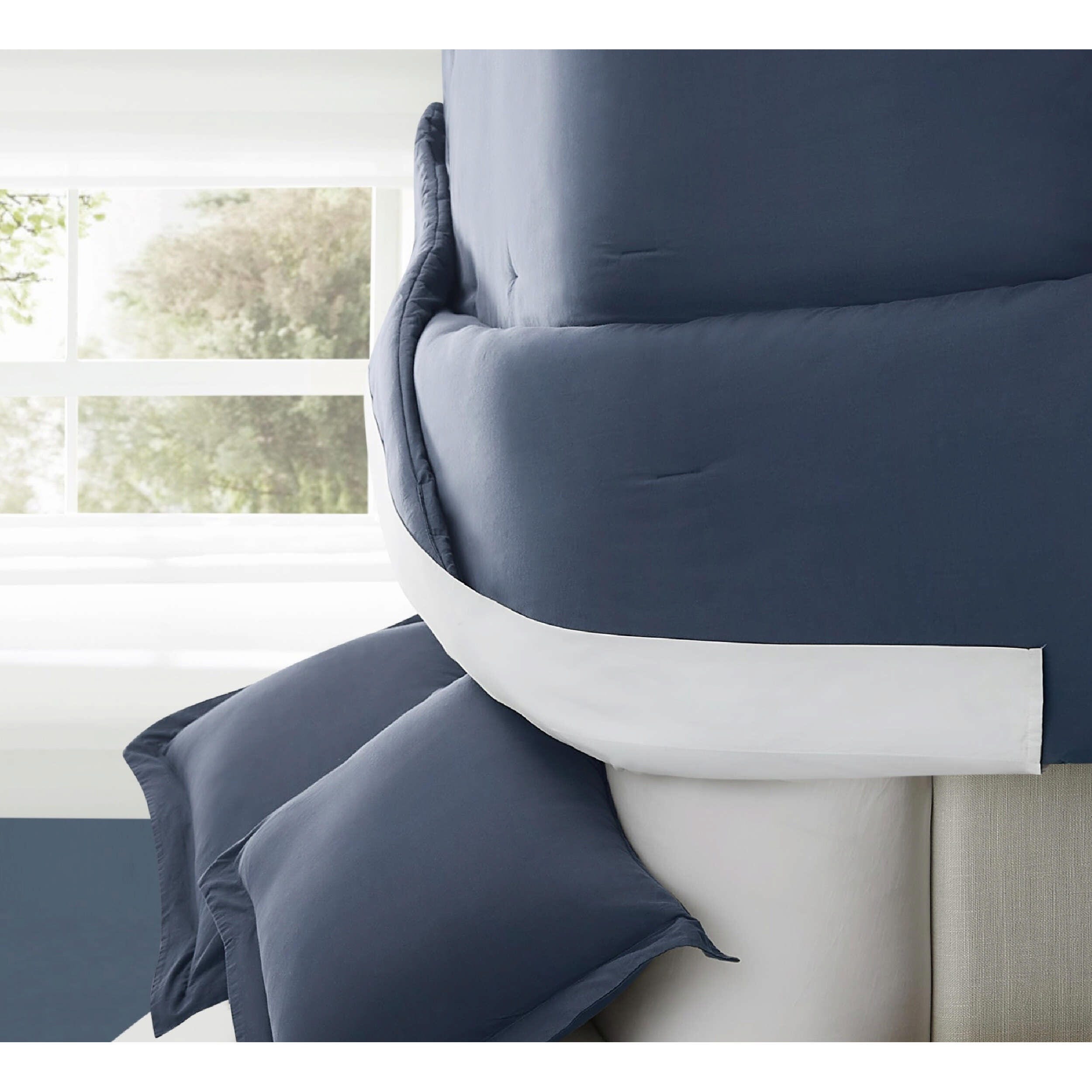 Brooklyn Loom Essential 3-Piece Full/Queen Comforter Set, Blue, large