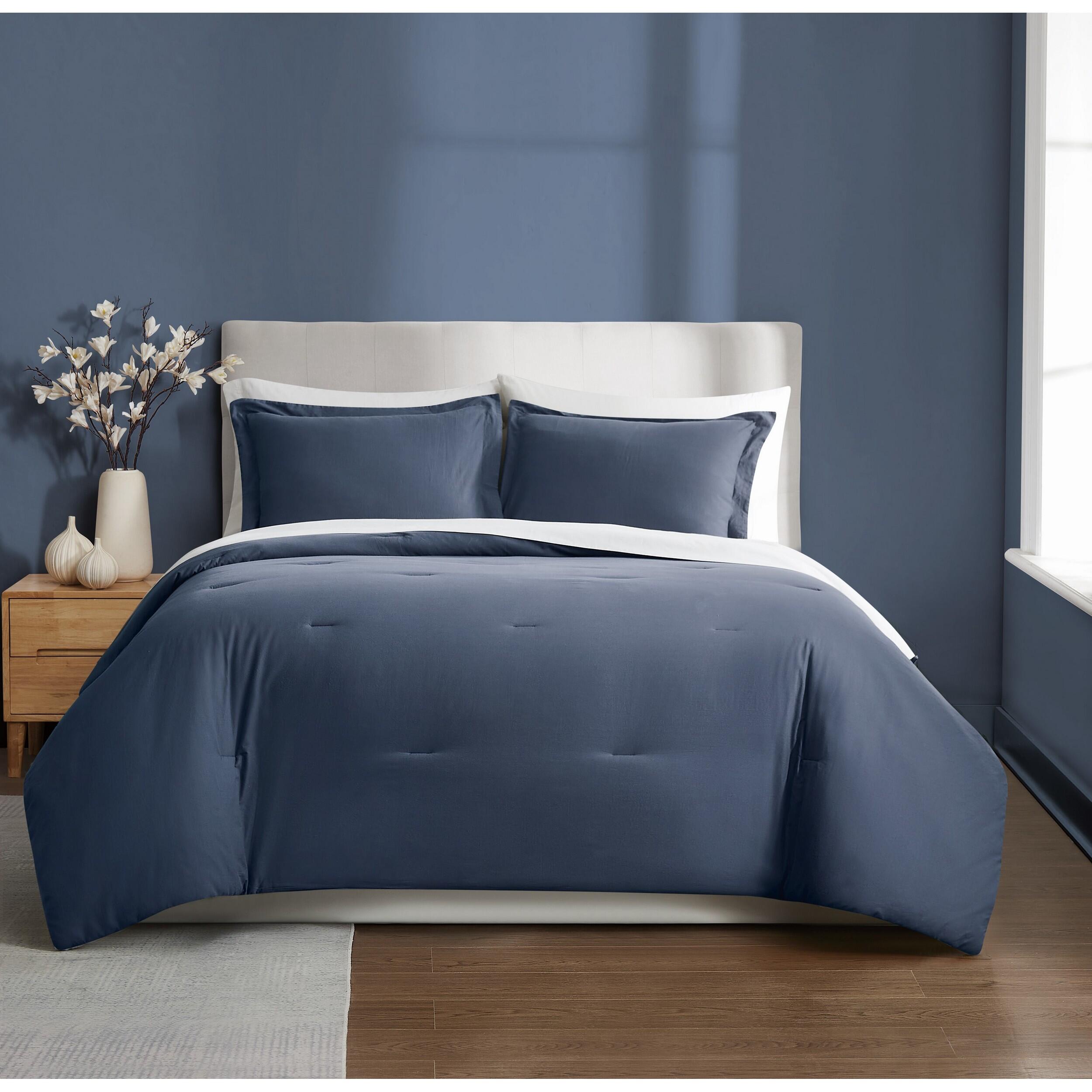 Brooklyn Loom Essential 3-Piece King Comforter Set, Blue, rollover