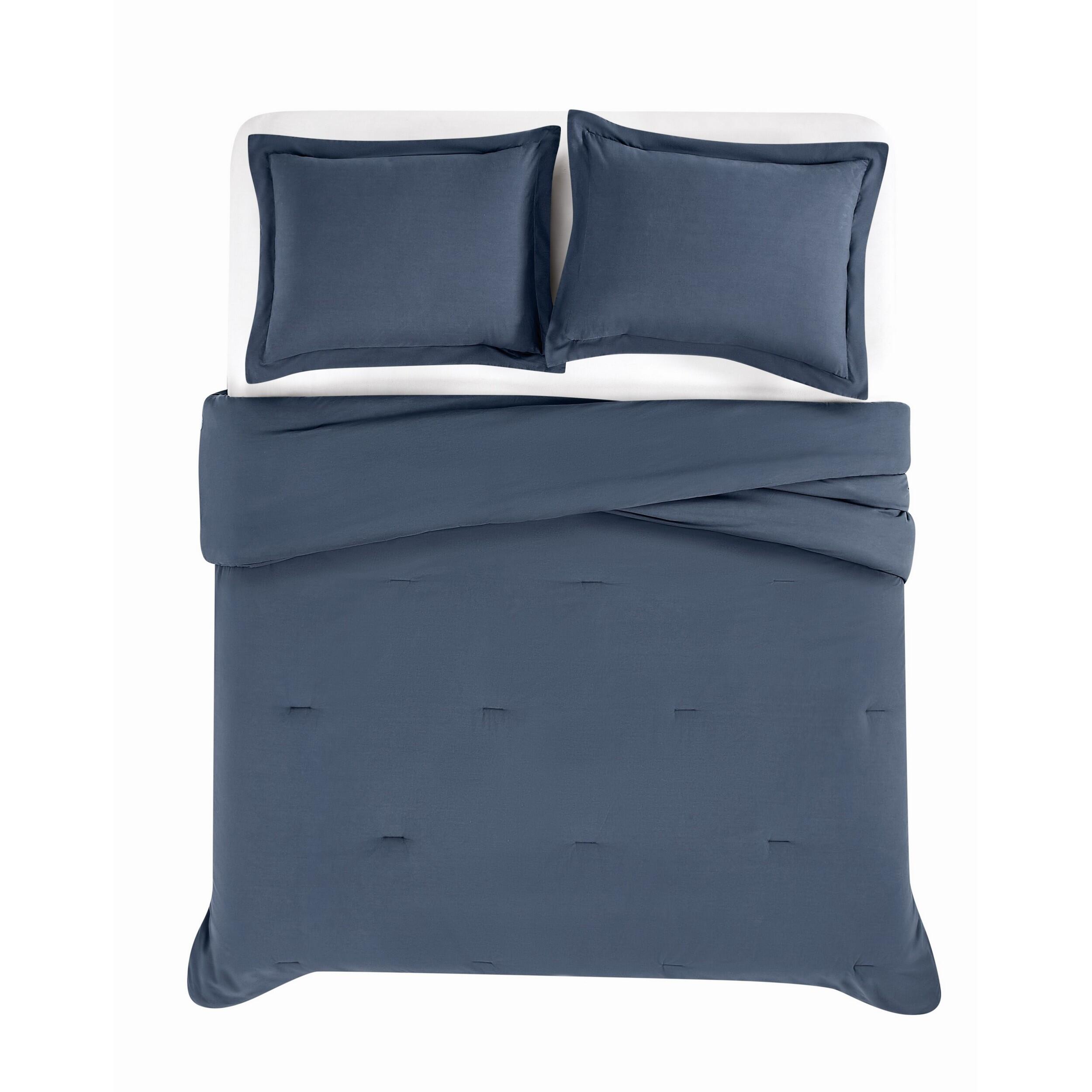 Brooklyn Loom Essential 3-Piece King Comforter Set, Blue, large