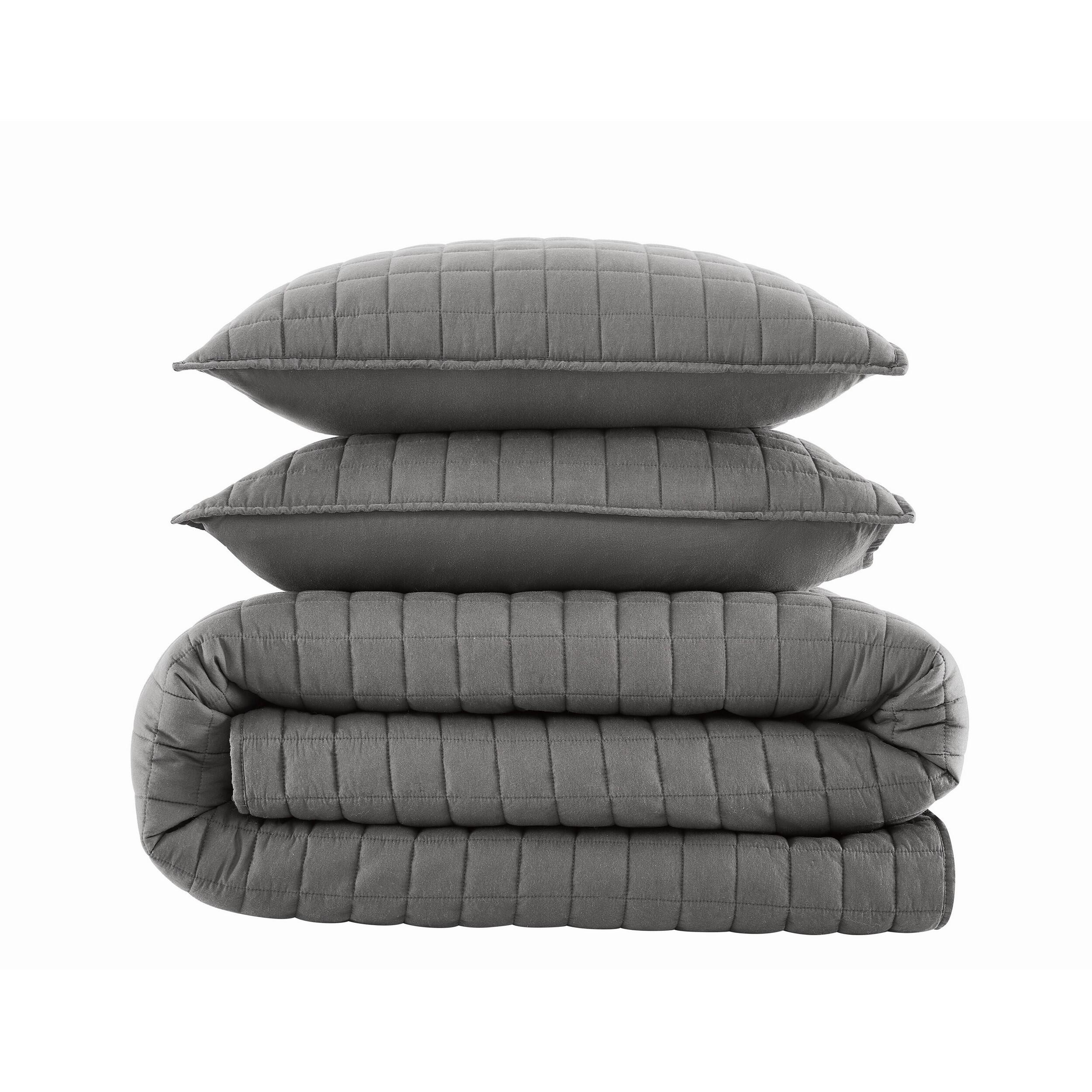 Brooklyn Loom Essential 3-Piece King Quilt Set, Gray, rollover