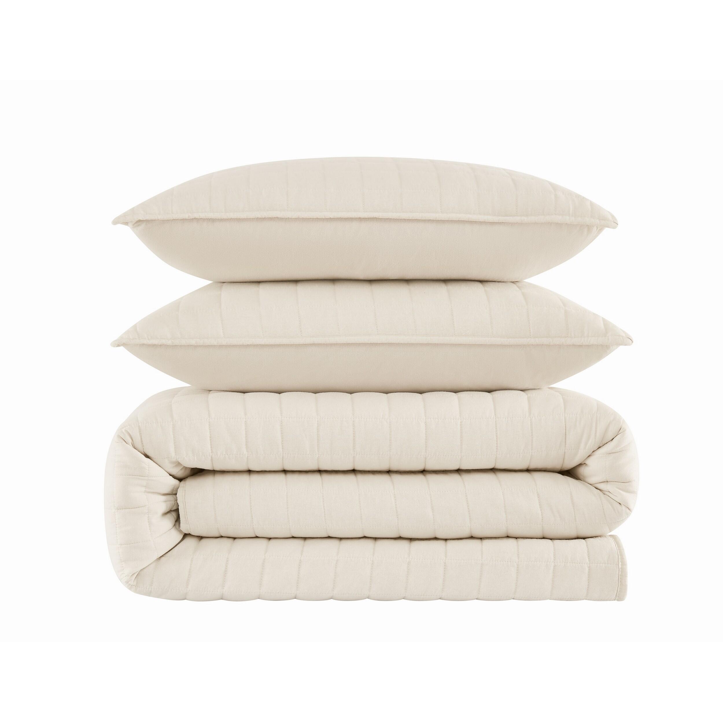 Brooklyn Loom Essential 3-Piece Full/Queen Quilt Set, Natural, large