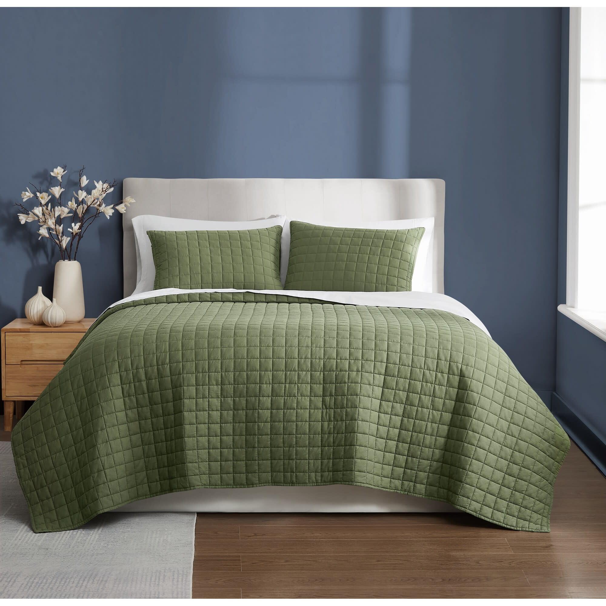Brooklyn Loom Essential 3-Piece King Quilt Set, Green, rollover