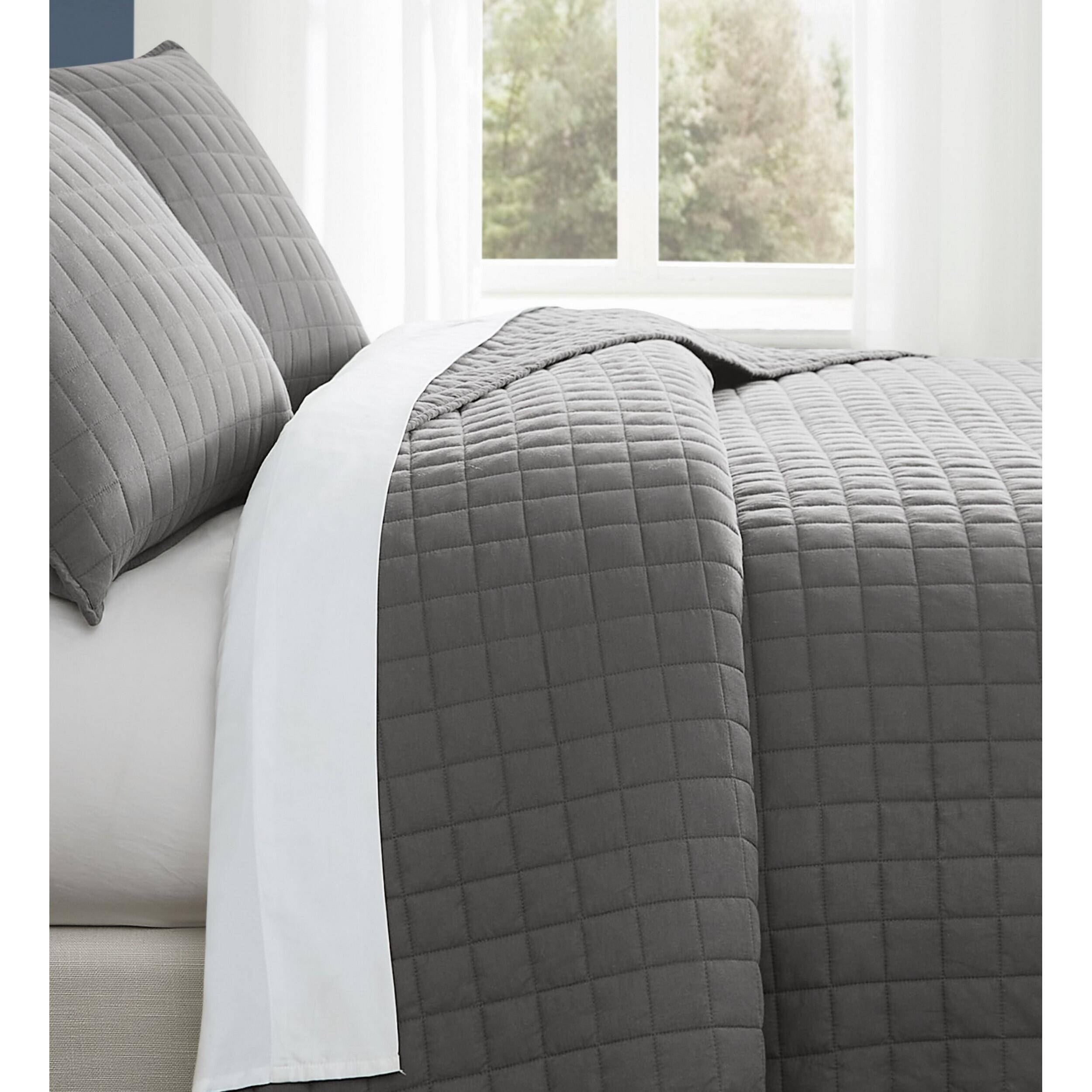 Brooklyn Loom Essential 2-Piece Twin Quilt Set, Gray, large