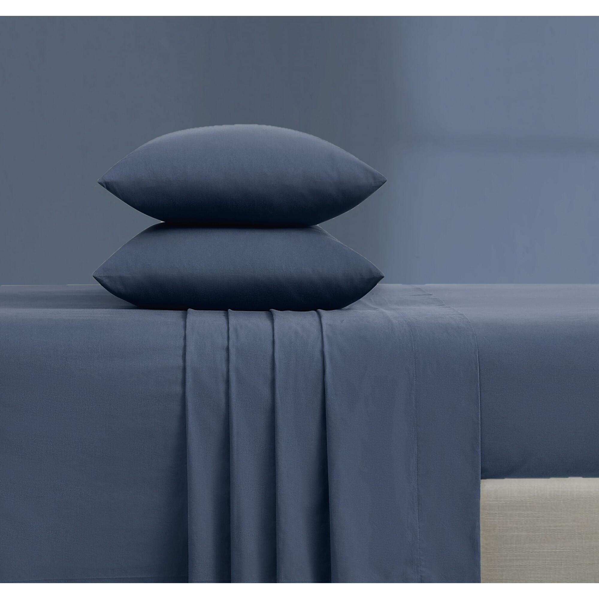Brooklyn Loom Essential 3-Piece Full Sheet Set, Blue, large