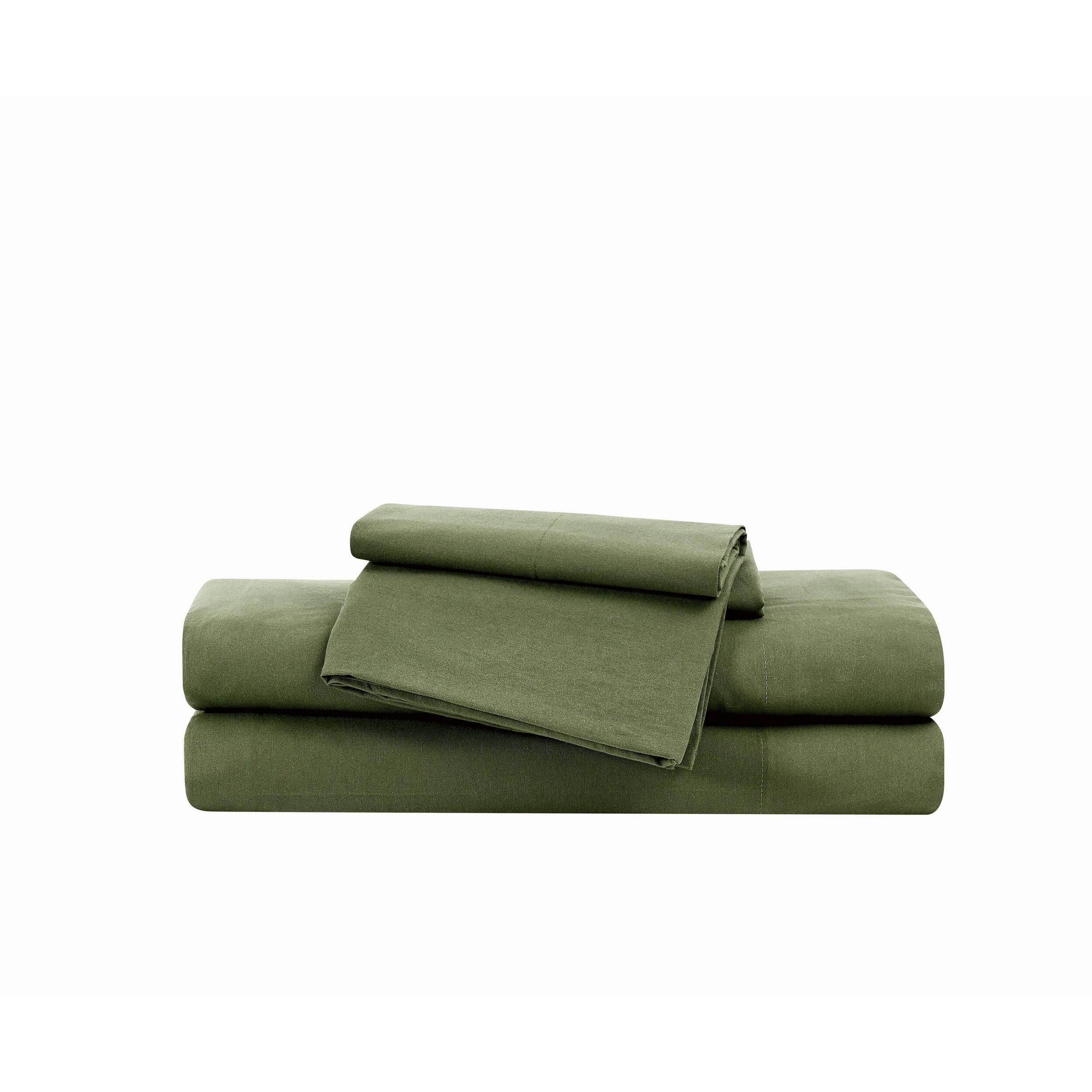 Brooklyn Loom Essential 3-Piece Full Sheet Set, Green, large