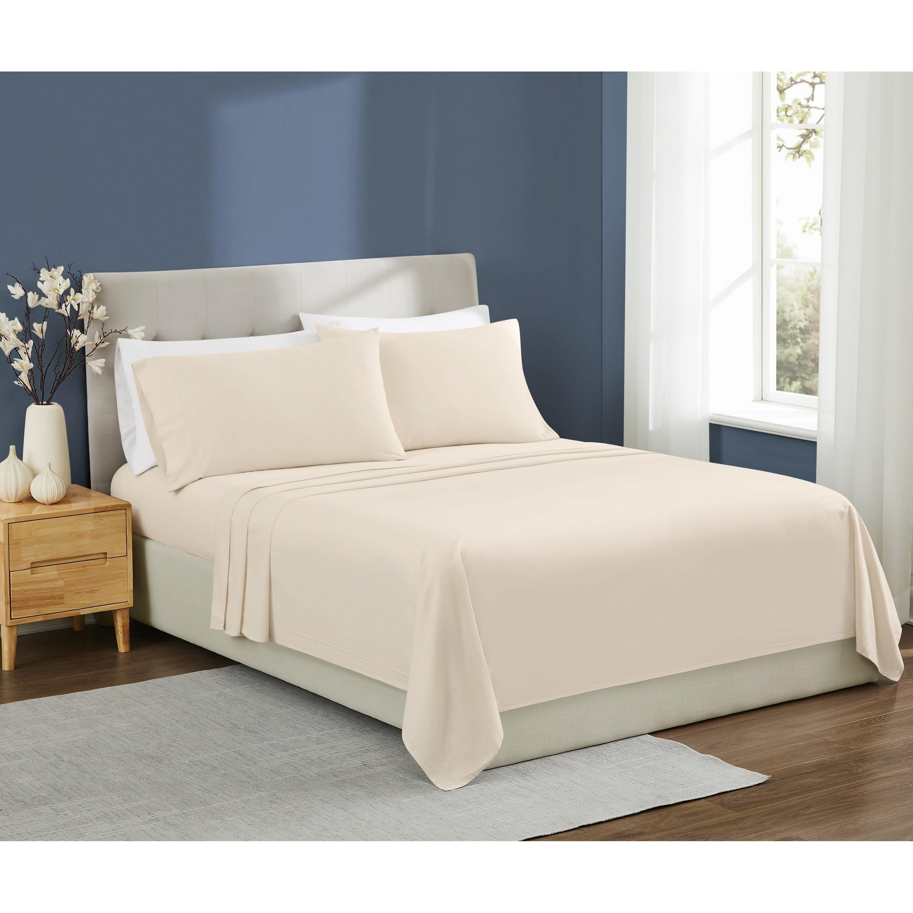 Brooklyn Loom Essential 3-Piece Queen Sheet Set, Natural, large