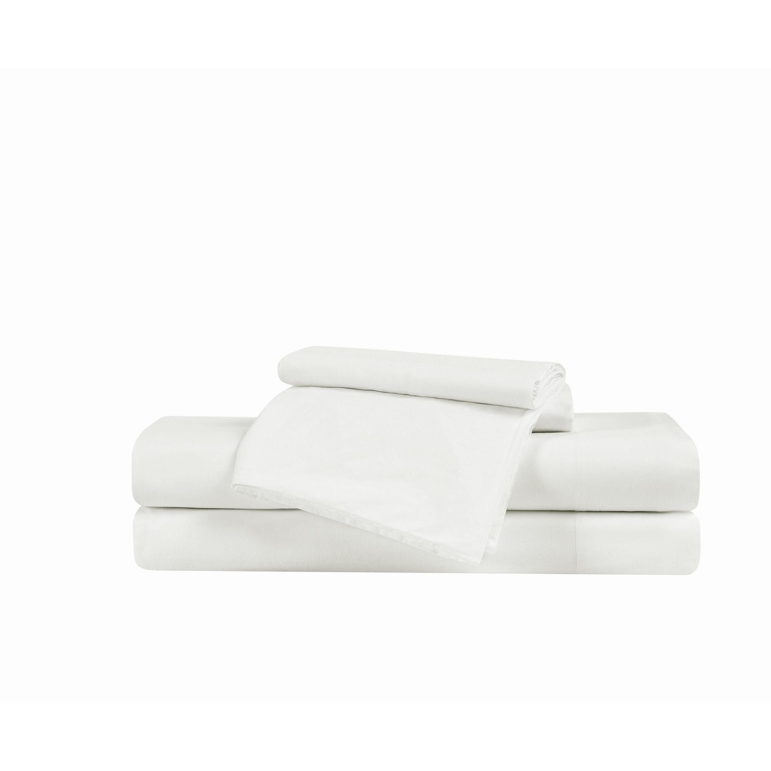 Brooklyn Loom Essential 3-Piece Full Sheet Set, White, large