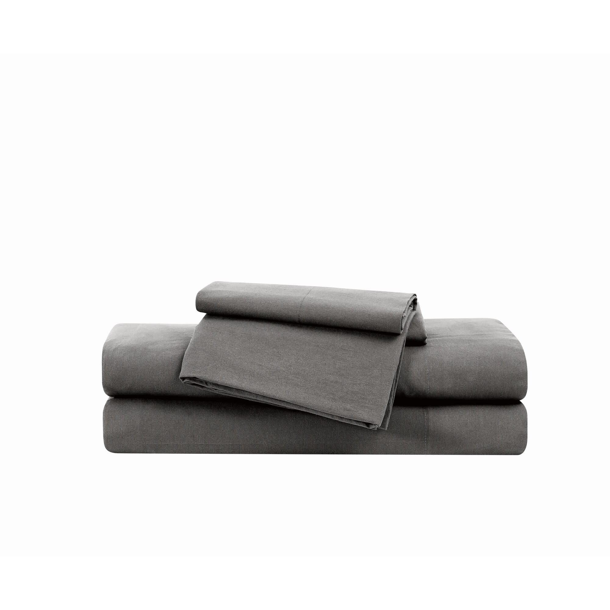 Brooklyn Loom Essential 3-Piece Full Sheet Set, Gray, large