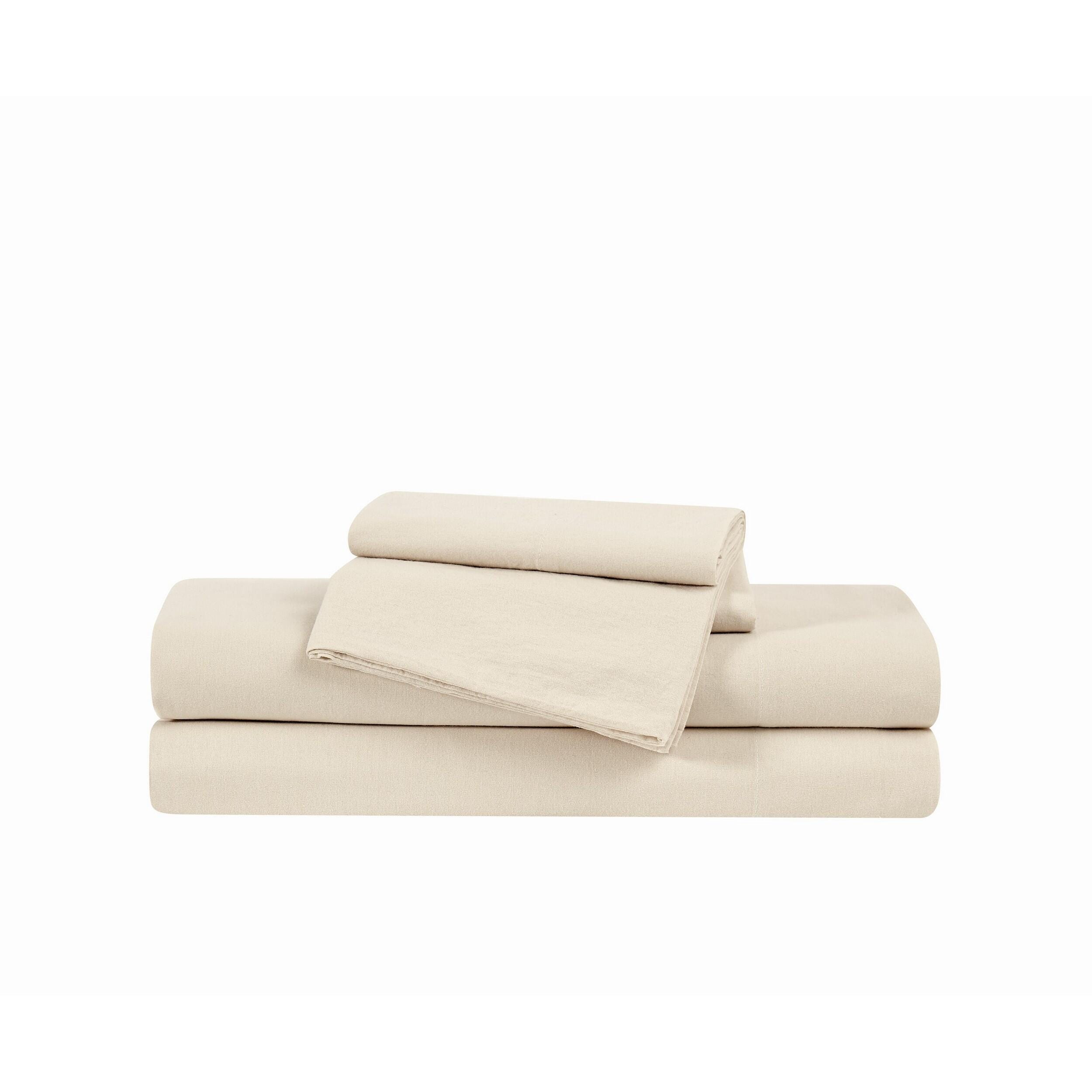 Brooklyn Loom Essential 3-Piece Full Sheet Set, Natural, large