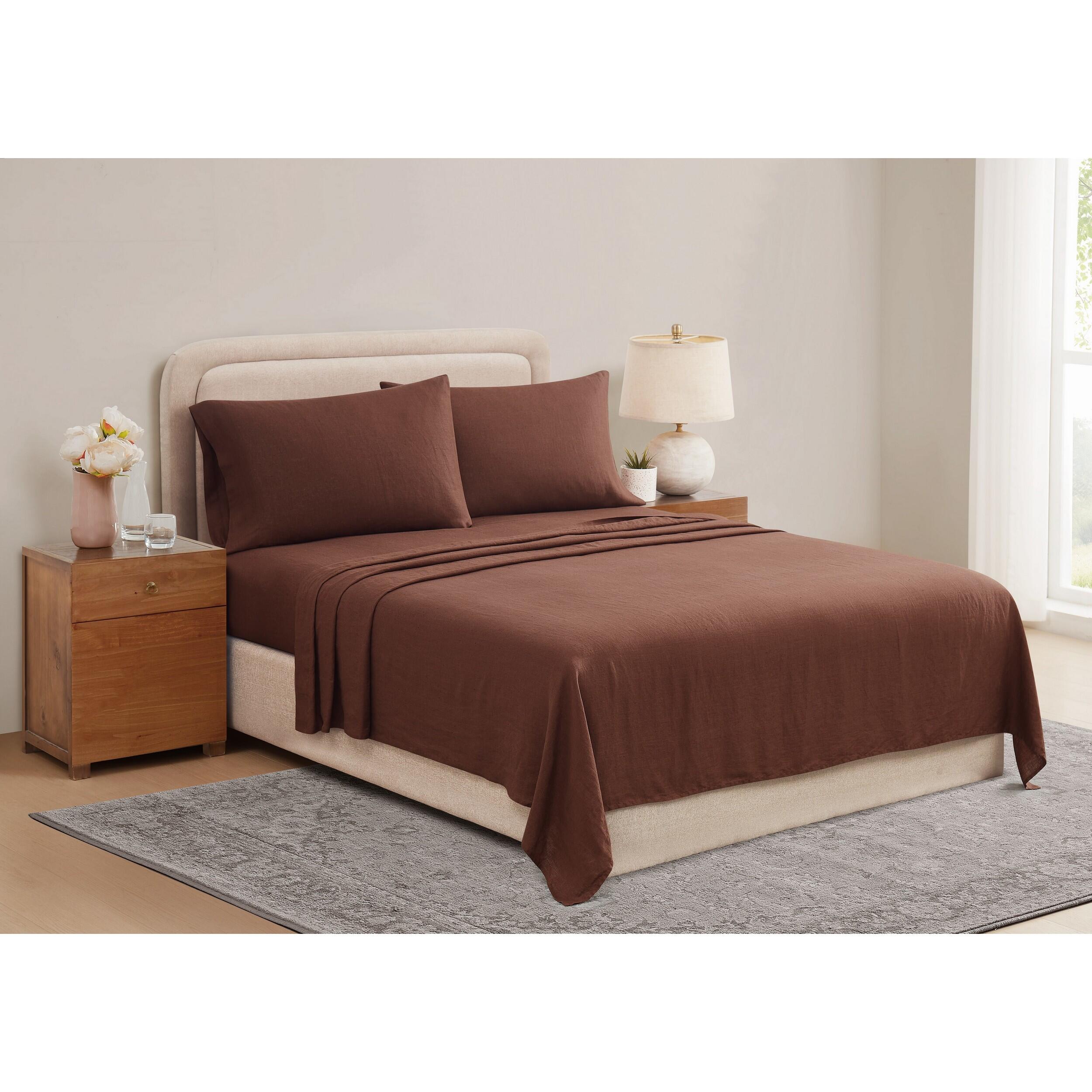 Brooklyn Loom 3-Piece King Sheet Set, Brown, rollover