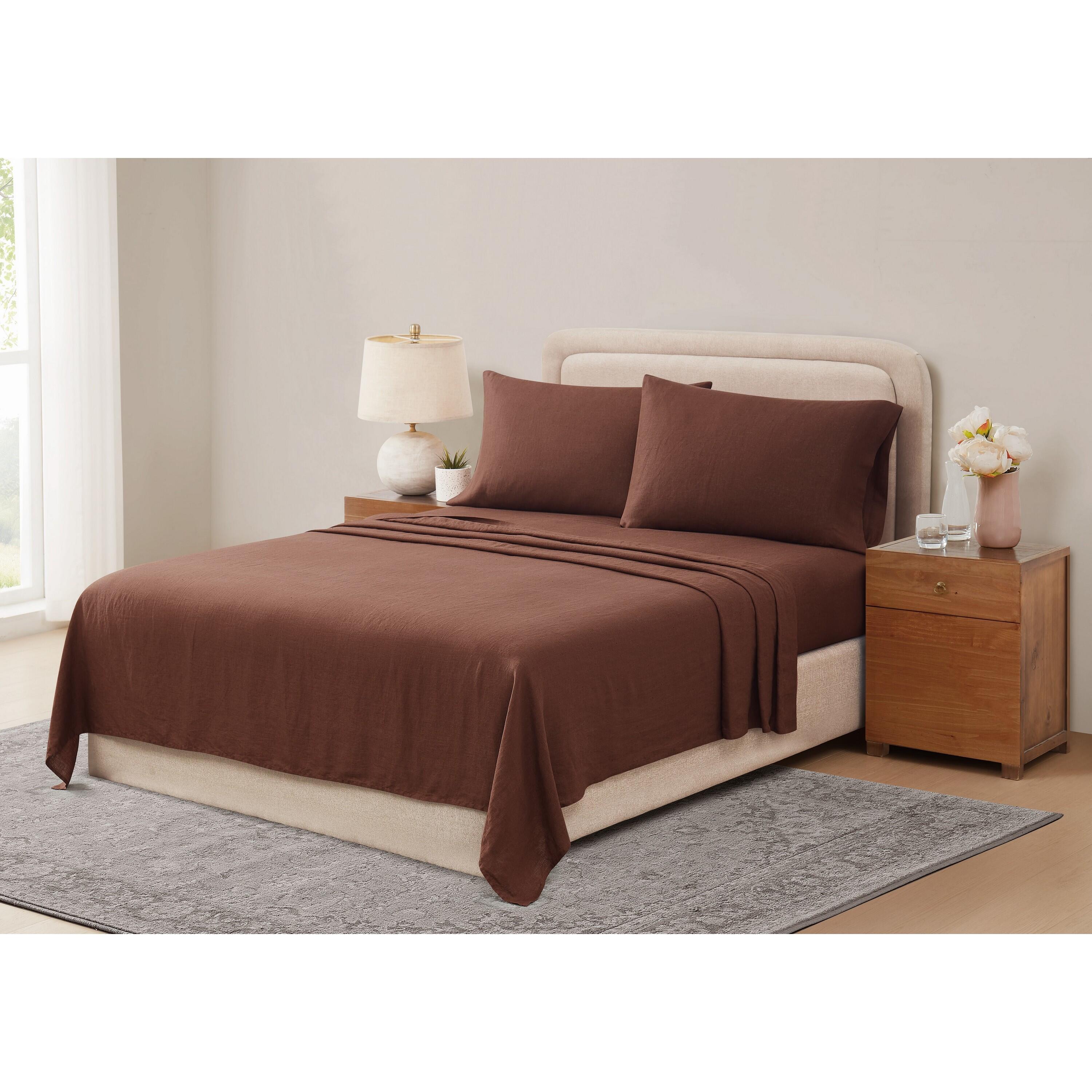 Brooklyn Loom 3-Piece King Sheet Set, Brown, large