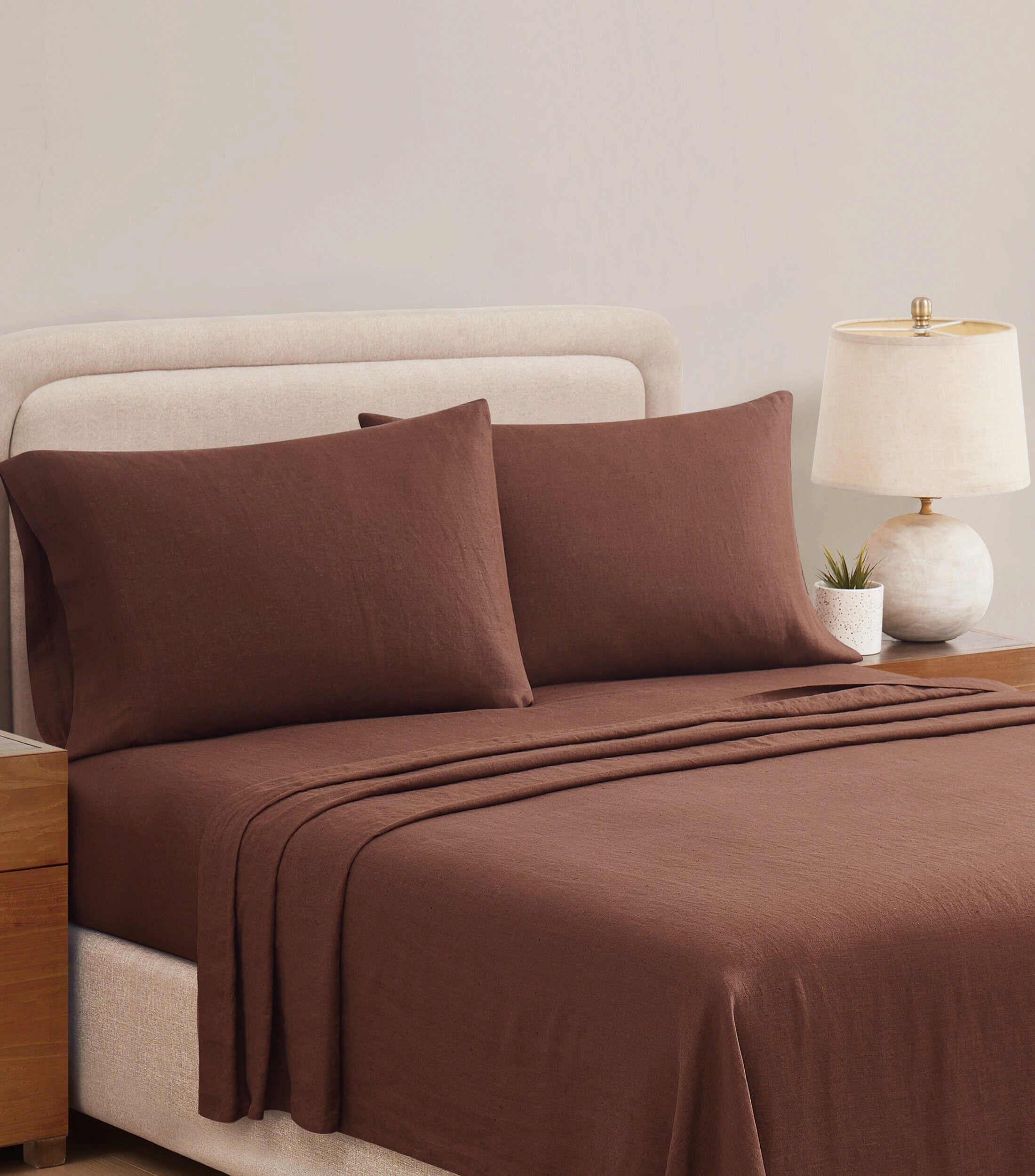 Brooklyn Loom 3-Piece King Sheet Set, Brown, large