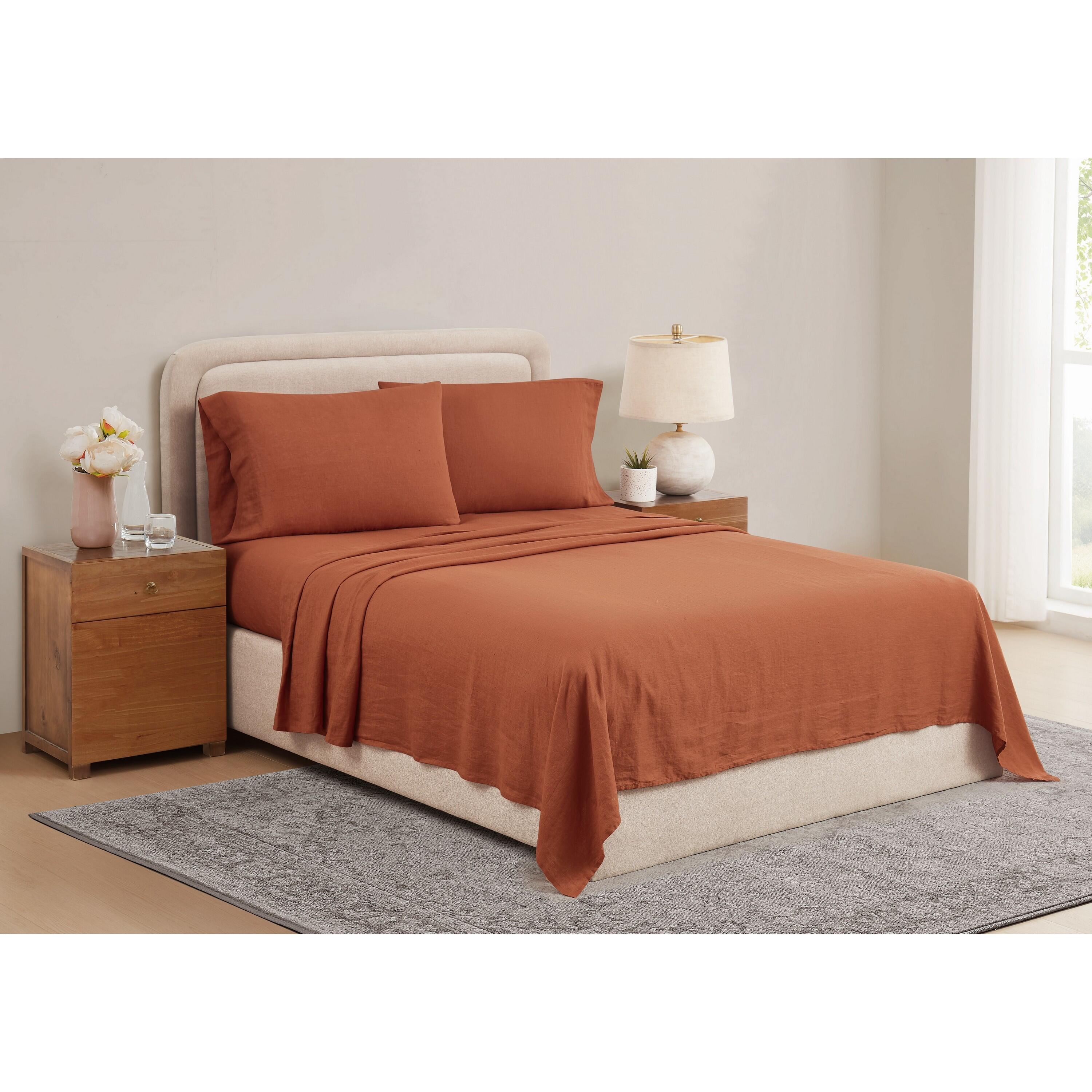 Brooklyn Loom 3-Piece King Sheet Set, Rust, rollover